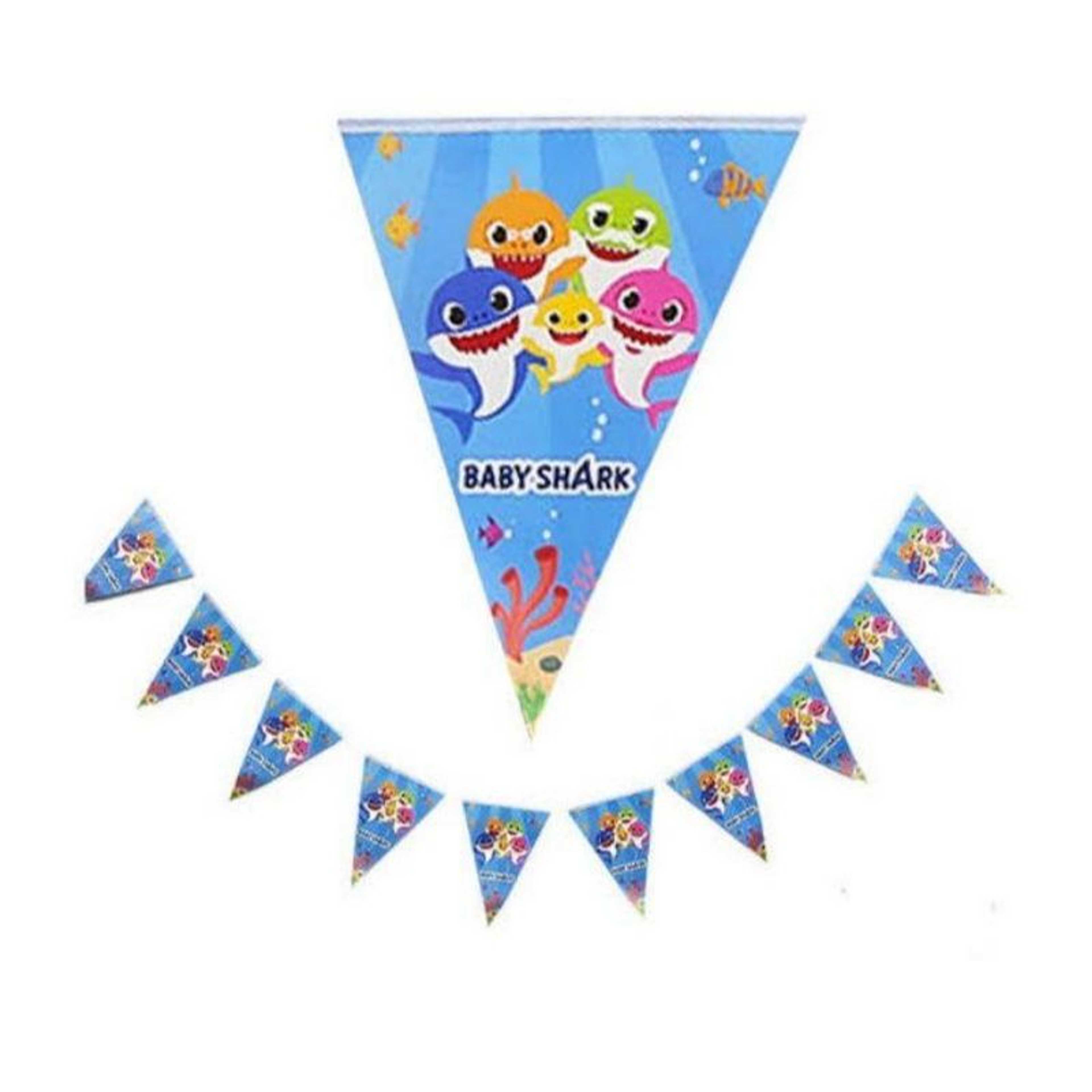 Baby Shark Party Flags Pack of 10 For Baby Shark Birthday Theme Decoration,-(K.S.) - Product Main Image