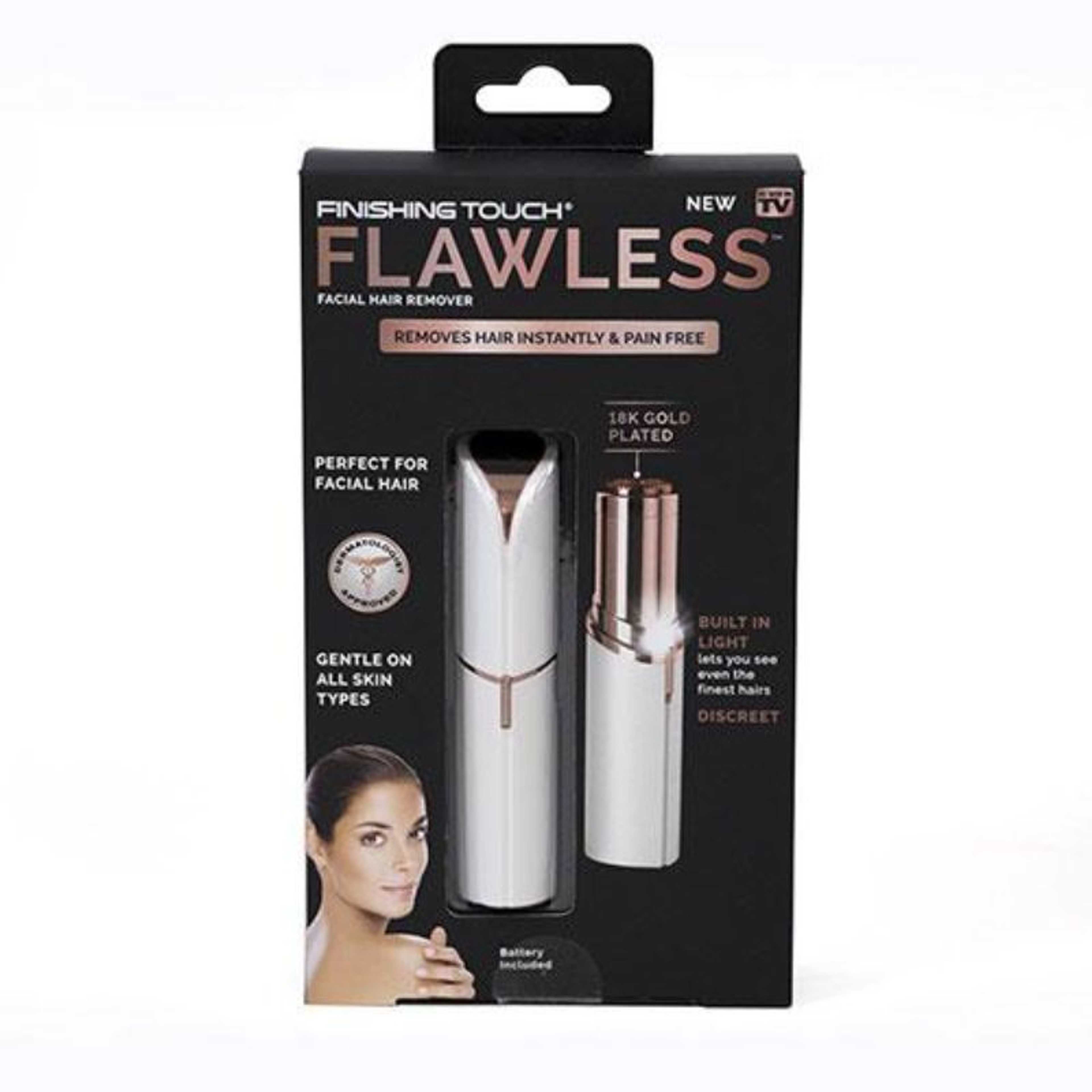 Arsvita Women's Facial Hair Remover, Flawless Painless Hair Remover with Rechargable Battery, Lipstick Razor, Light Hair Removal / Shaver Device With USB Cable (White) - Product Main Image
