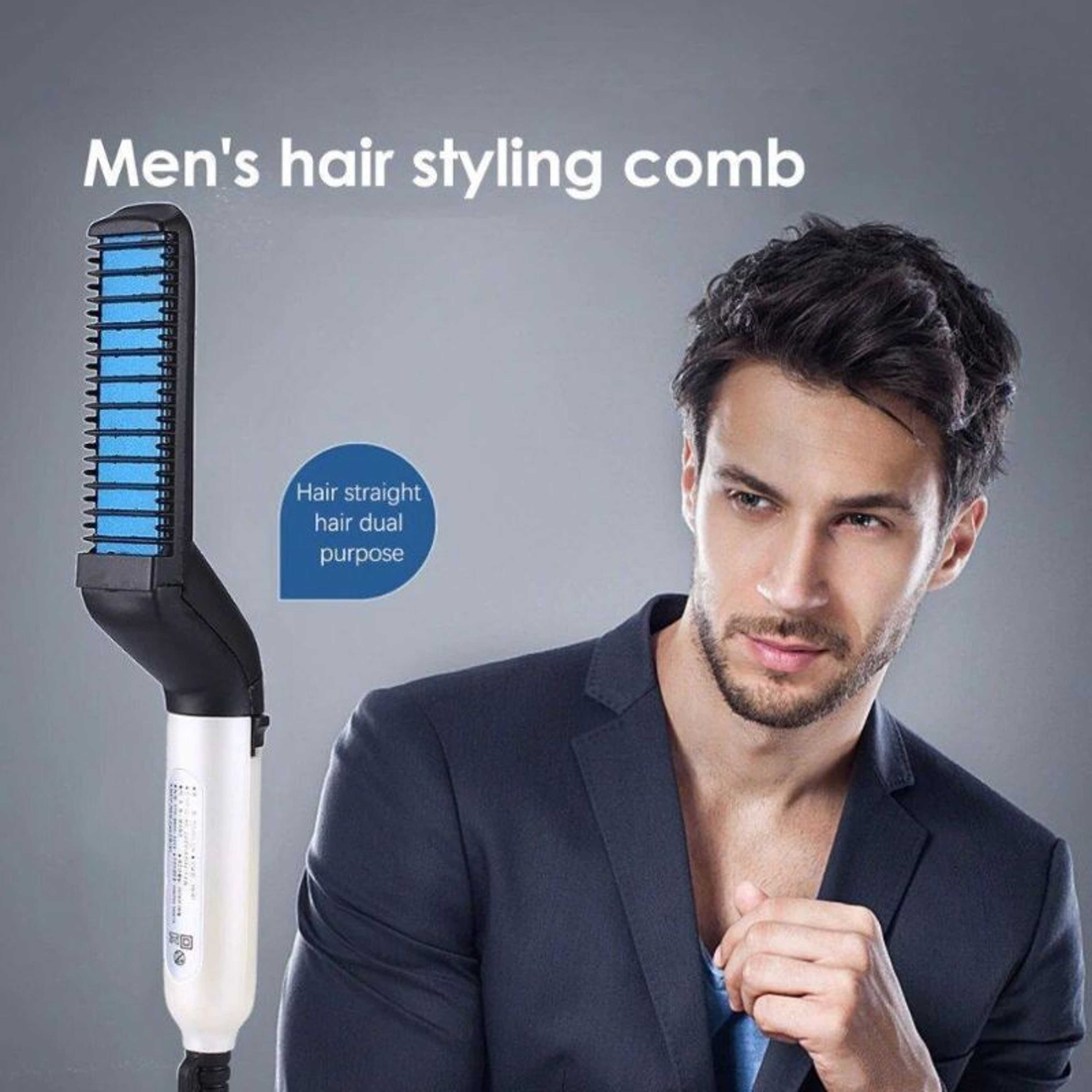 Best Quality Modeling Straightener Multifunctional Hair Comb Brush Quick Beard Straightener Curling Curler Show Cap Men Beauty Hair Styling Tool Box Pack - Product Main Image