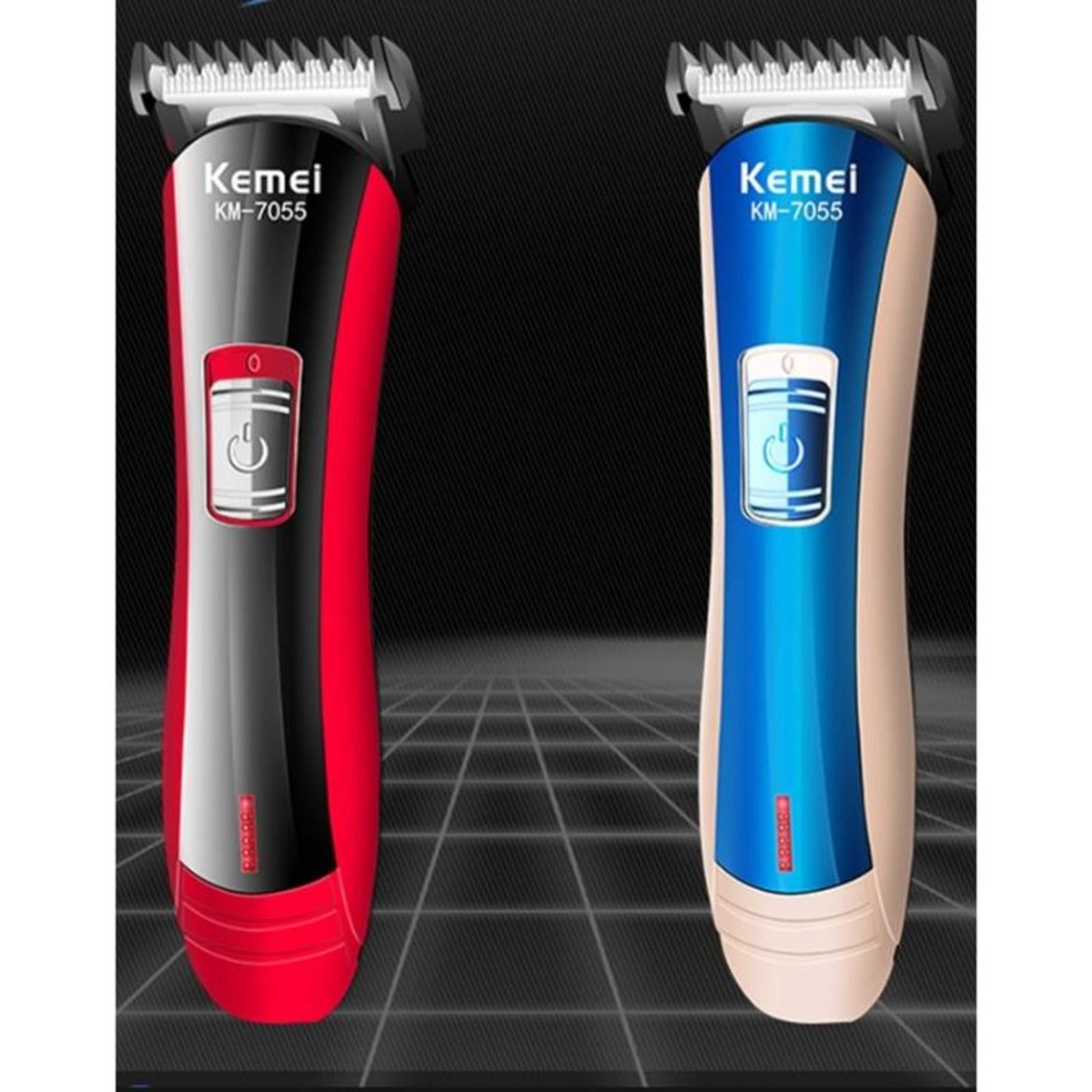 Professional Kemei KM-7055 High Quality Luxuries Electric Rechargeable Hair Trimmer & Clippers Red Four Clippers With Powerful Rechargeable Machine Shaving & Grooming Shavers For Men Men's Care For Home & Salon Use (30 Days Warranty) - Product Main Image