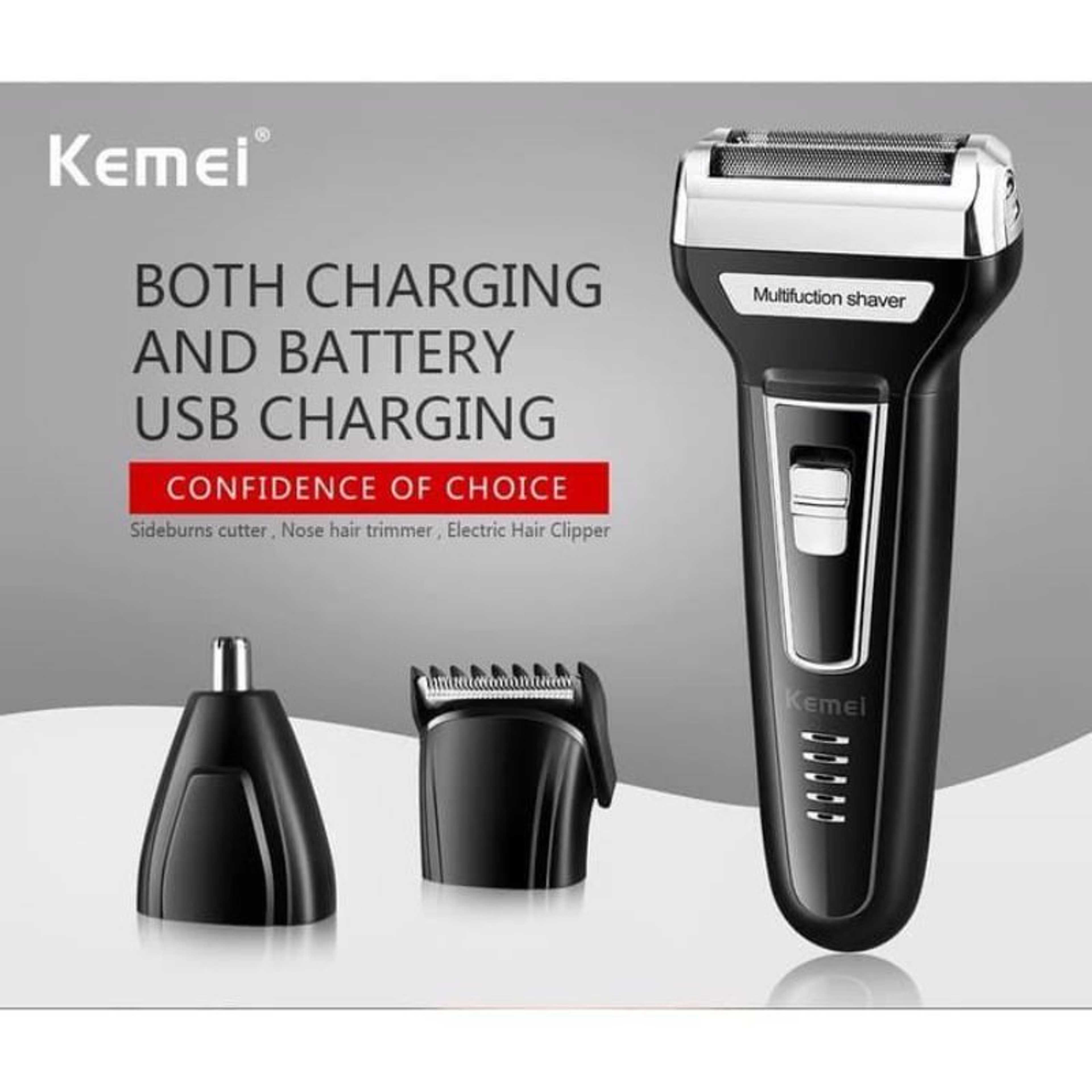 Kemei Three in One KM  6558  Reciprocating Electric Shaver  Black - Product Main Image