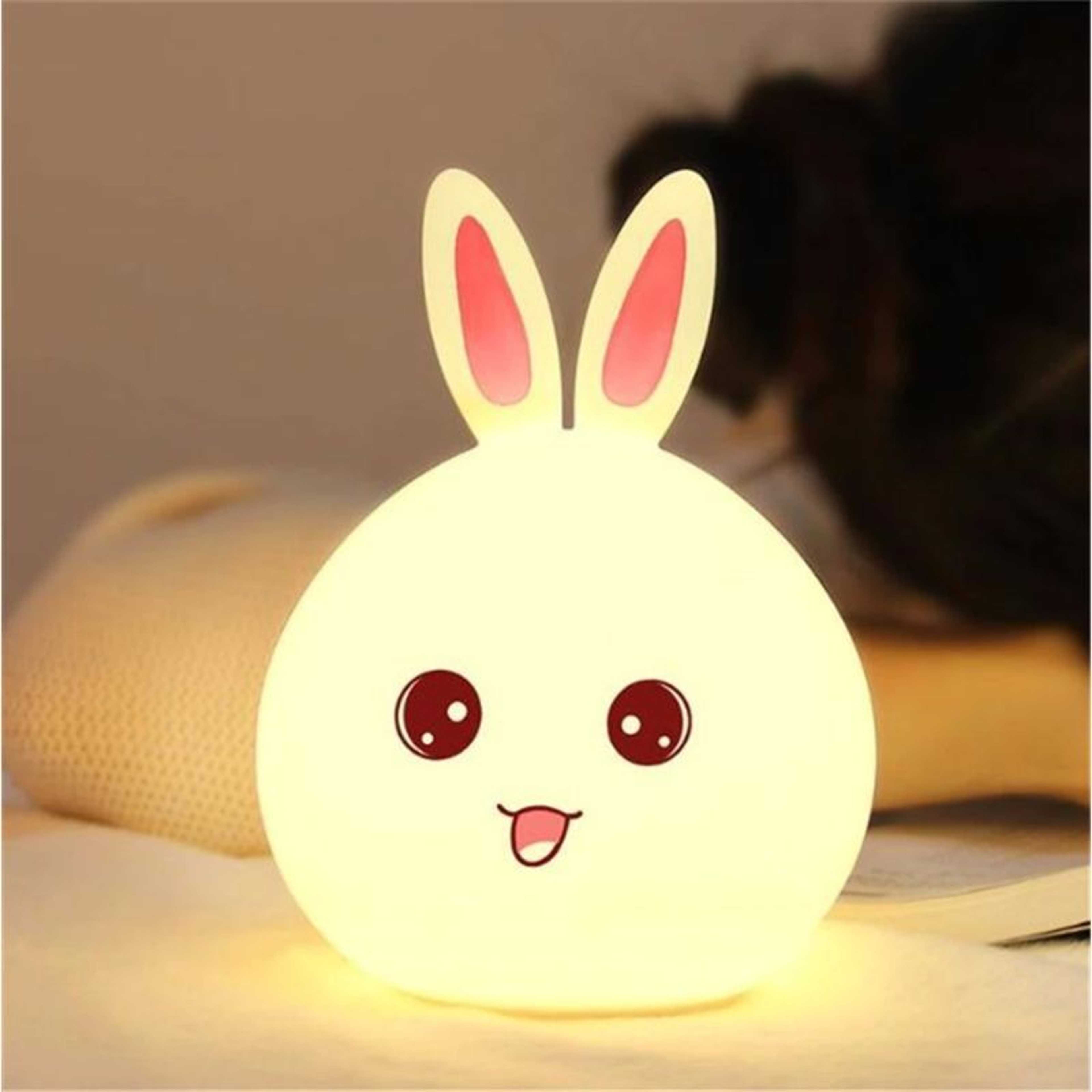 Cute Rabbit Silicone LED Night Light Lamp USB Rechargeable Baby Bedroom Night Lamp Touch Sensor Light For Baby Gift - Product Main Image