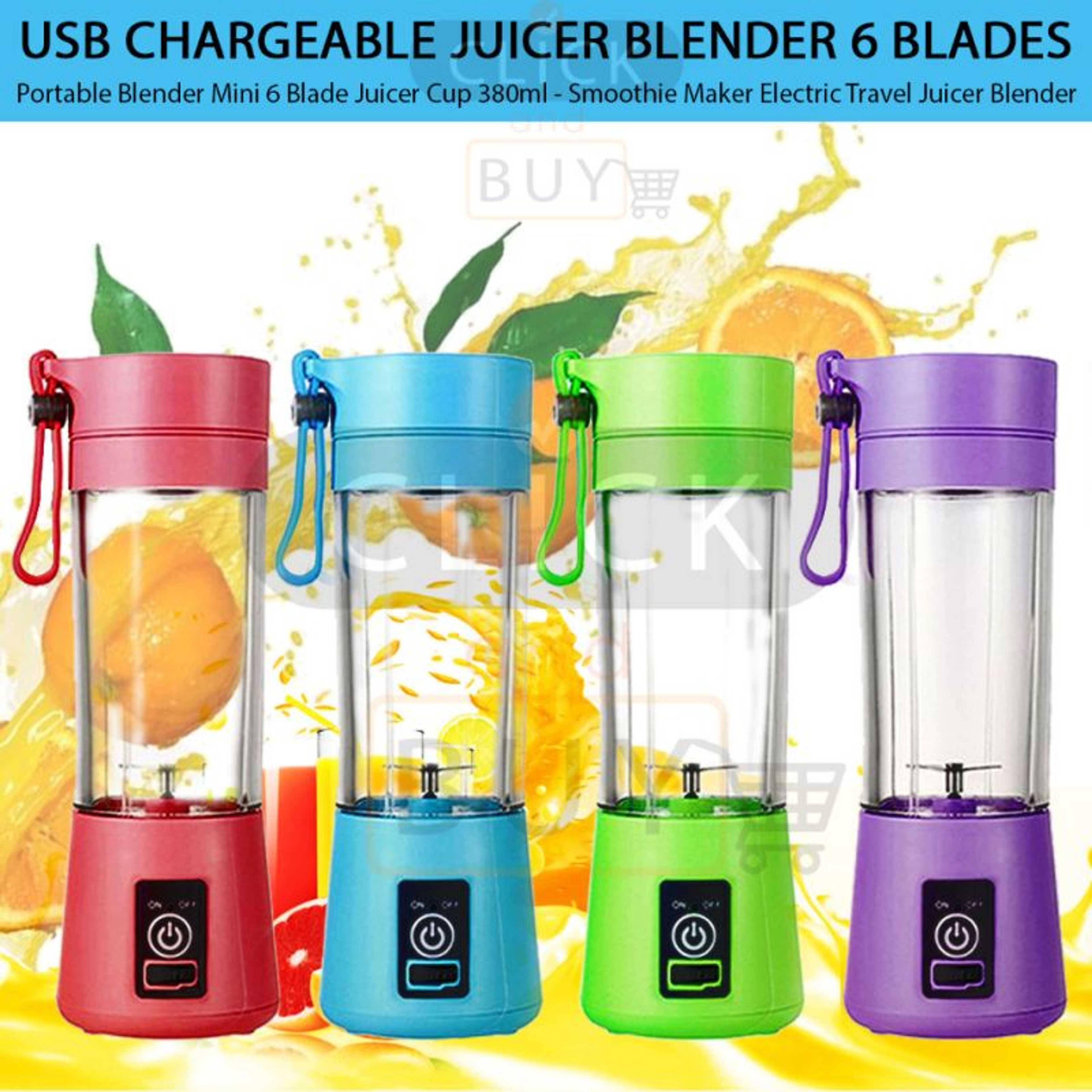 Electric Blender Mini Portable Personal Size Juicer Cup USB Rechargeable Mixer 380ml Food Grade Water Bottle Portable Fruit Juicer Machine