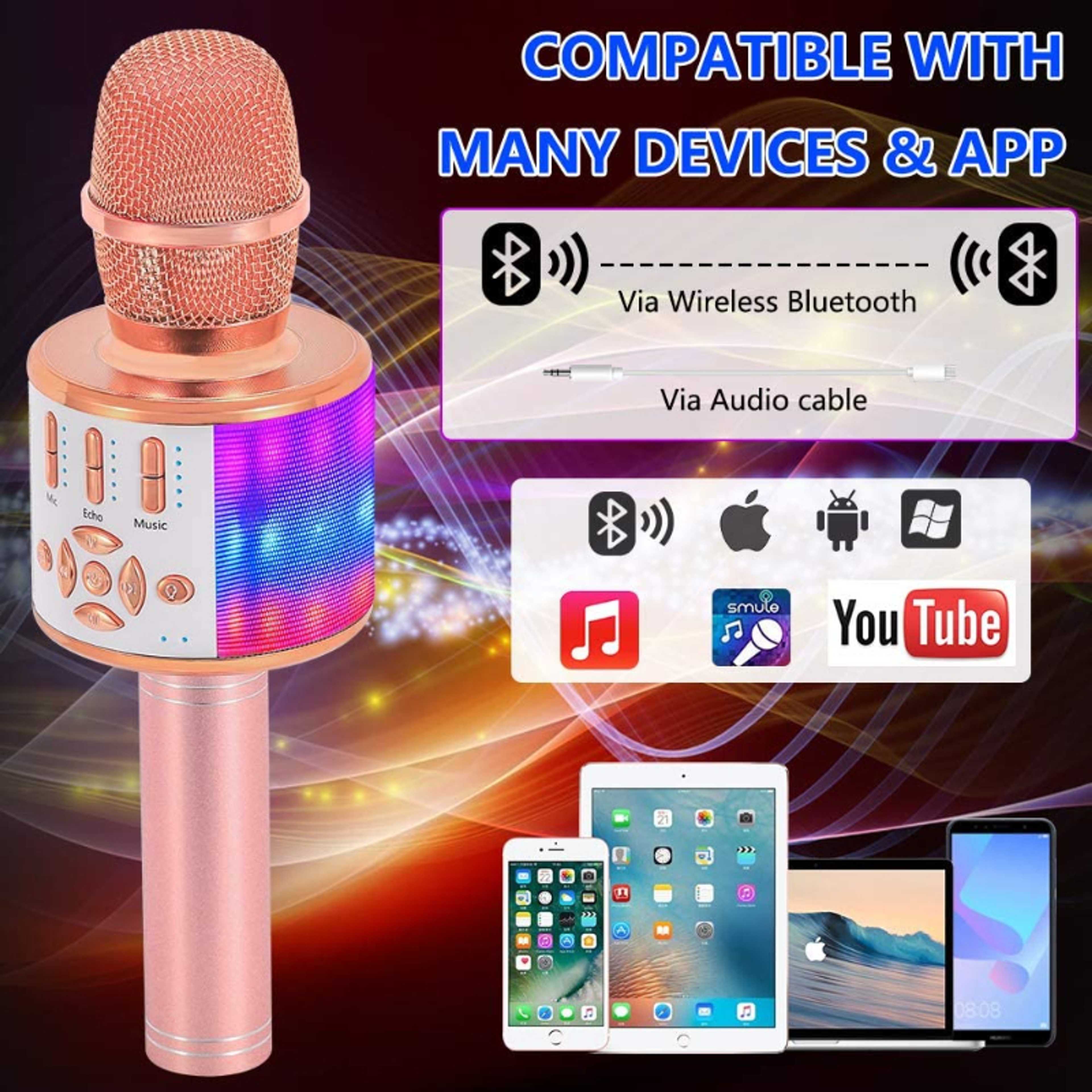 Wireless Portable Handheld Bluetooth Karaoke Microphone Hifi Speaker