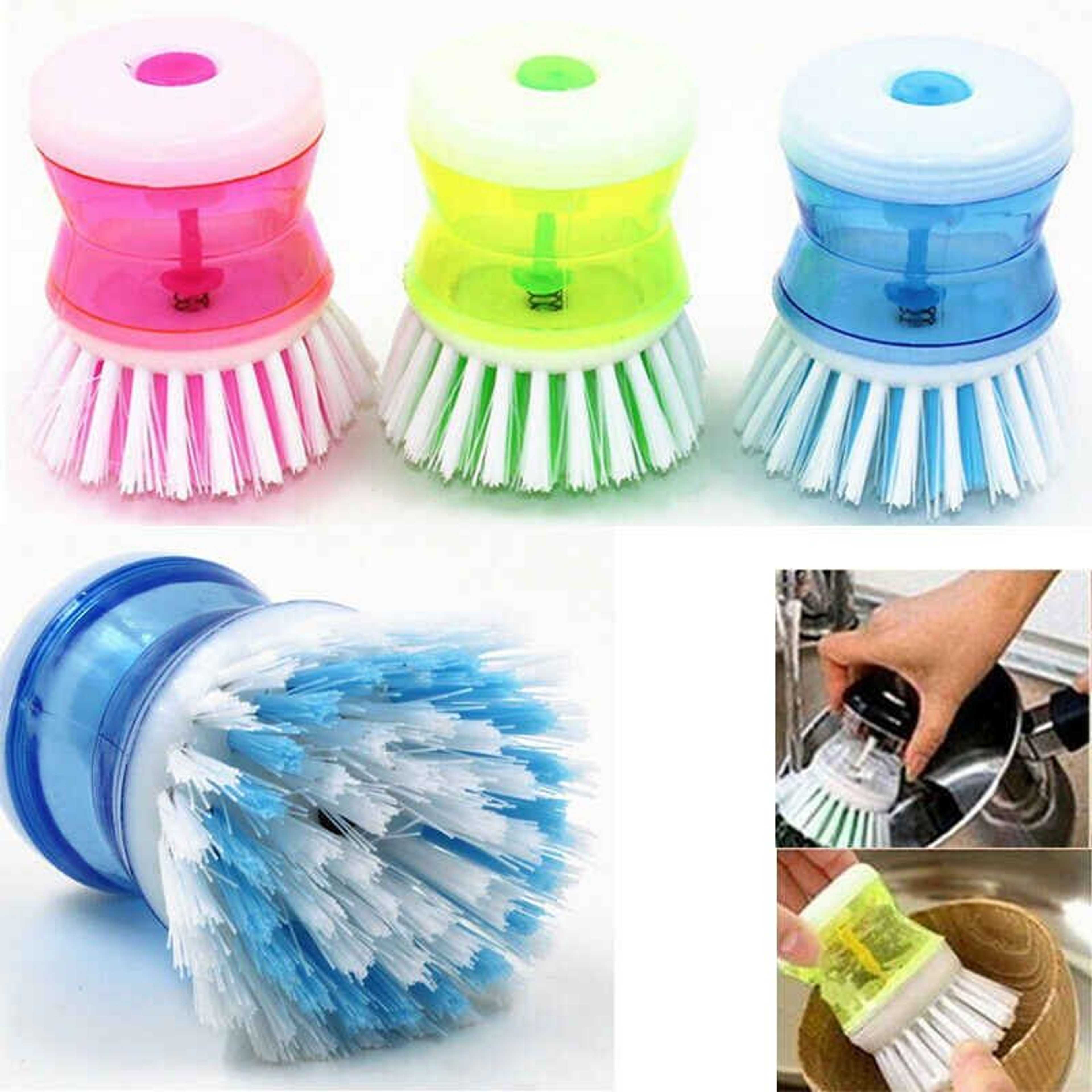 Kitchen Dish Brush With Liquid Soap Dispenser Plastic Pot Dish Cleaning Brushes Home Cleaning Products Kitchen Washing Tools, Kitchen Brush, Dish Brush, Dishwash Brush, Washing Brush, Soap Brush