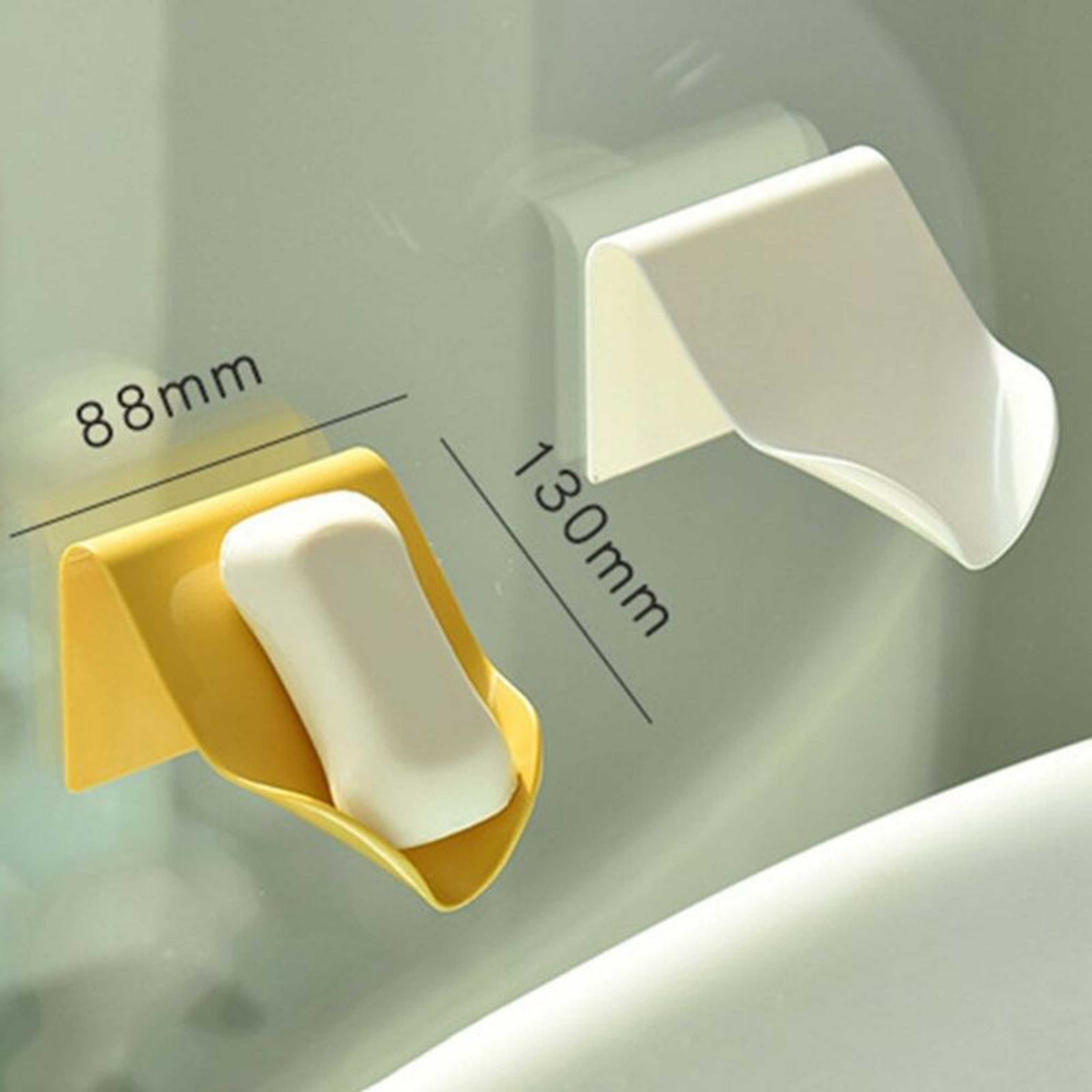 Self Adhesive Soap Tray Holder Container Wall Mounted Shape Plastic Bathroom Accessories Soap Dish Drain Storage Box
