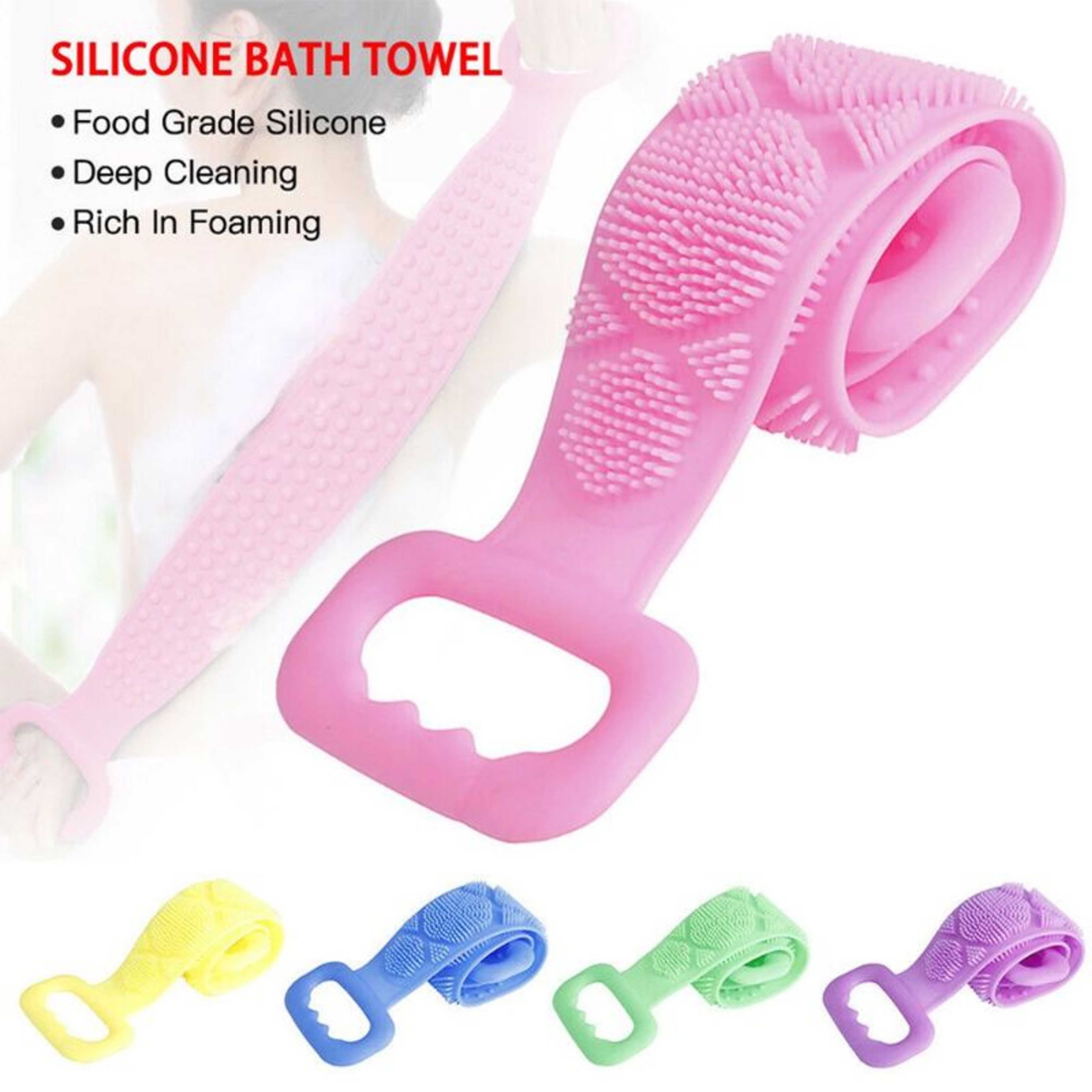 Silicone Bath Body Brush, Exfoliating Lengthen Silicone Body Back Scrubber, Easy to Clean, Lathers Well, Eco Friendly, Long Lasting, Comfortable Massage for Shower - Product Main Image