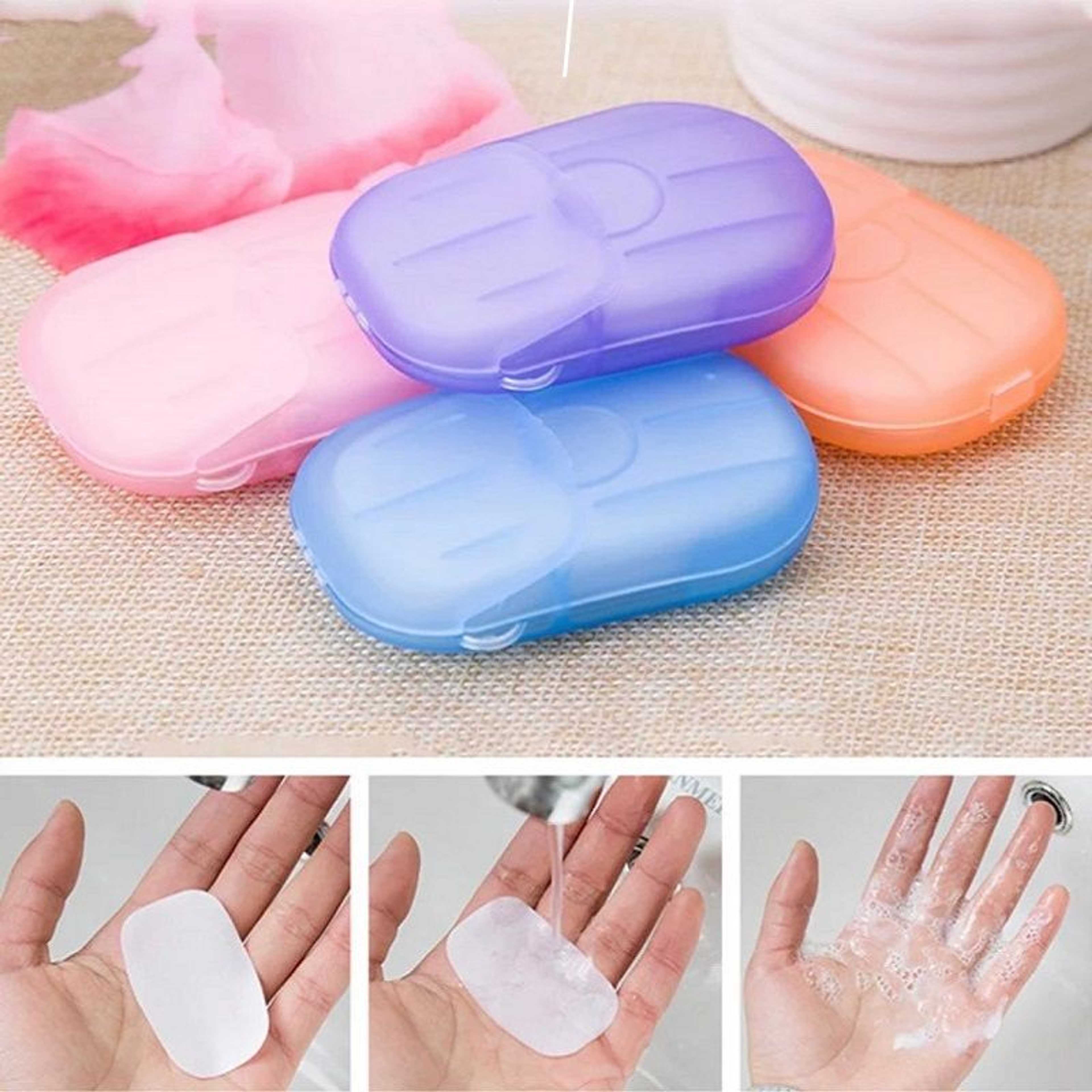 20Pcs 1 Disposable Box Travel Soap Paper Washing Hand Bath Clean Scented Slice Sheets Soap Portable Mini Paper Soap - Product Main Image