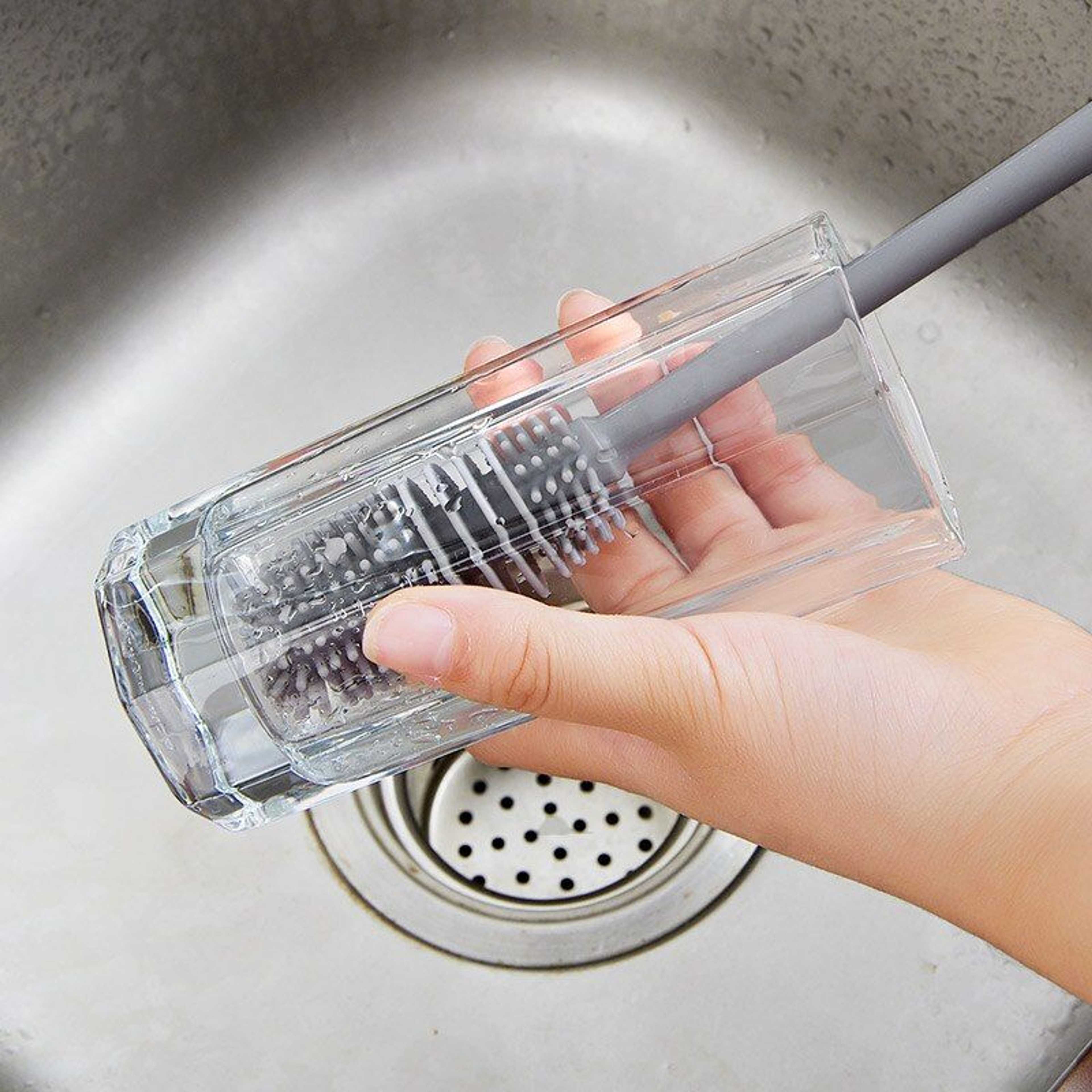Soft rubber cup brush, multifunction kitchen cleaning tool, long handle drink, glass cup, cleaning cup - Product Main Image