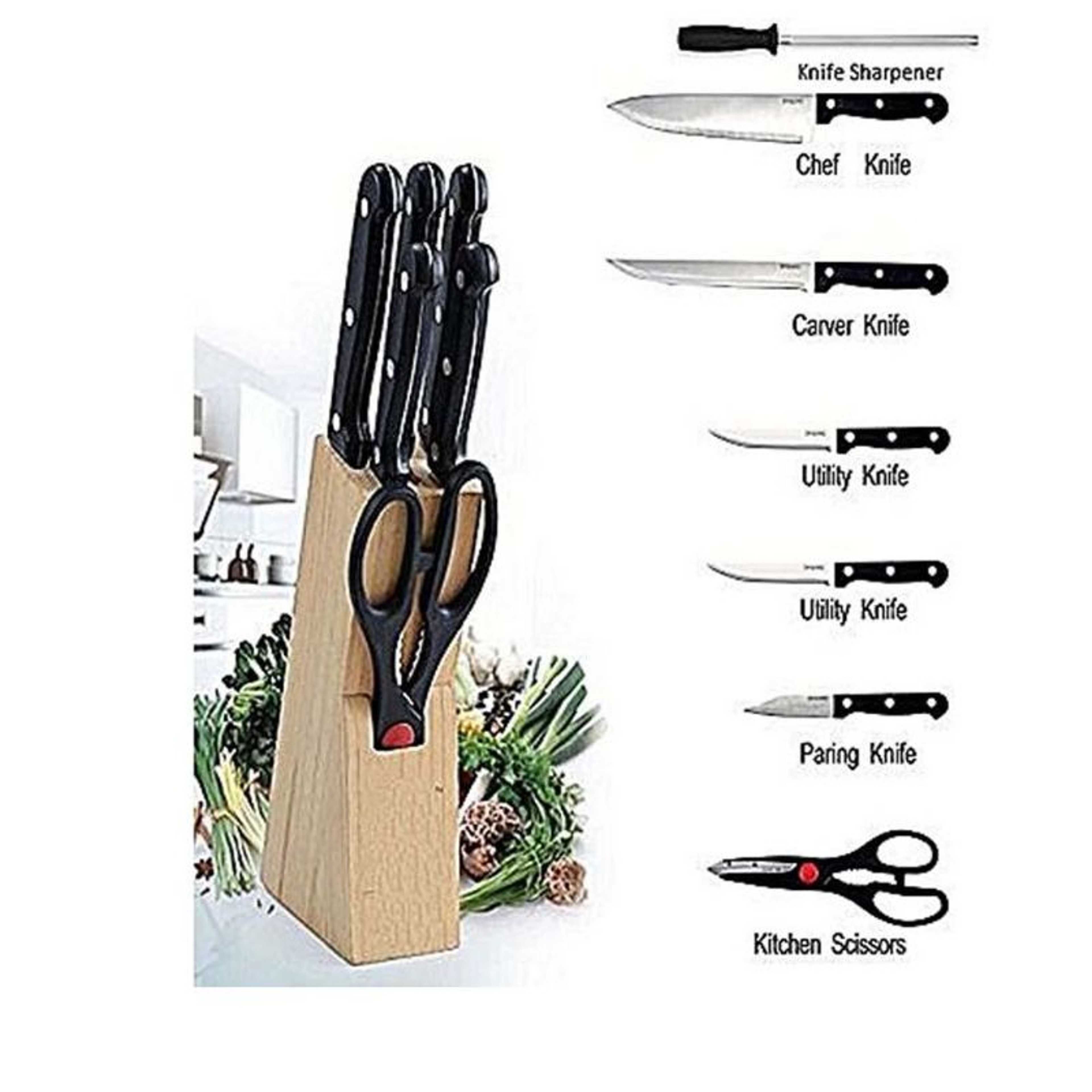 Knife Set With Wooden Stand