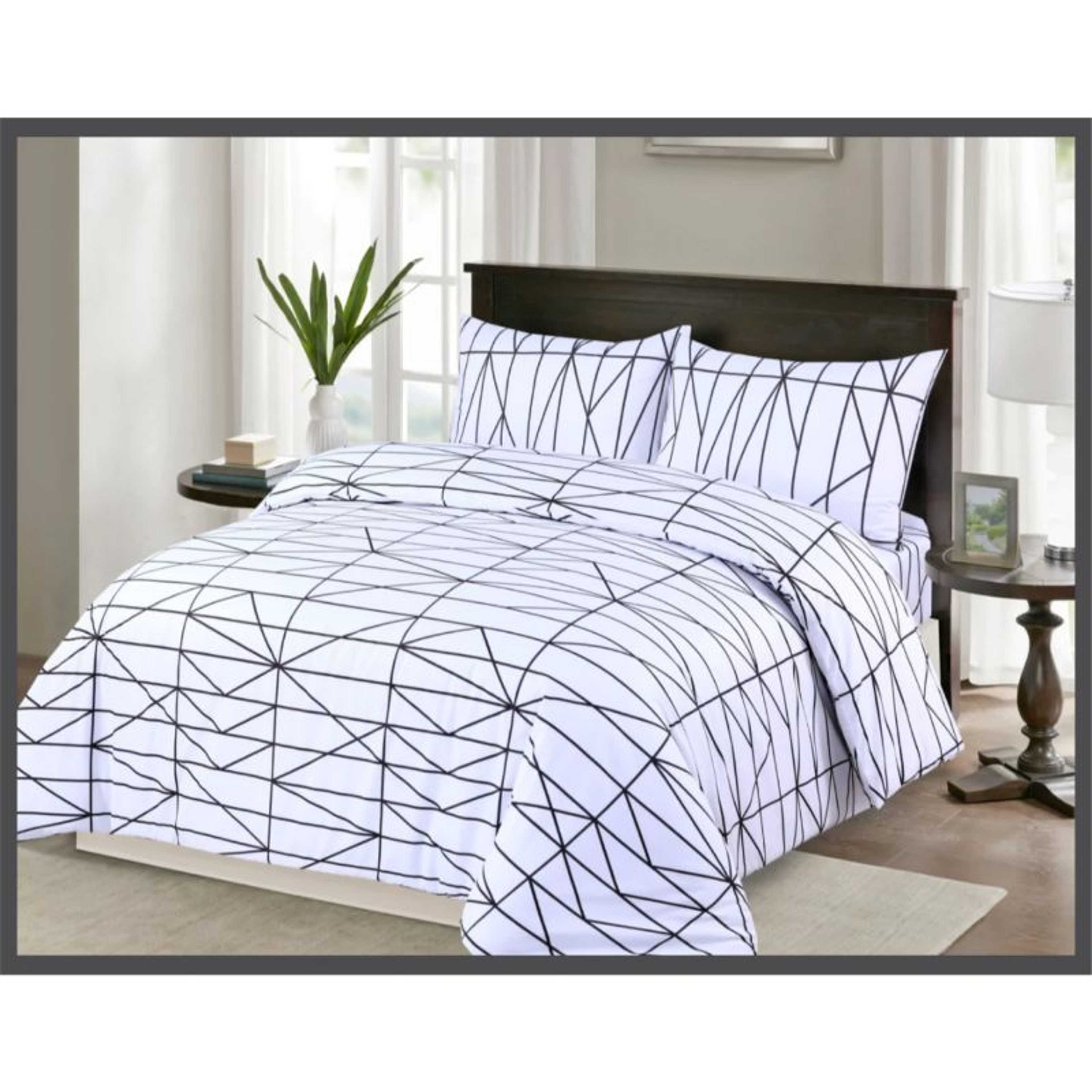 WHITE DIAMOND COTTON SATIN BEDSHEET- 3PCS
 - Product Main Image