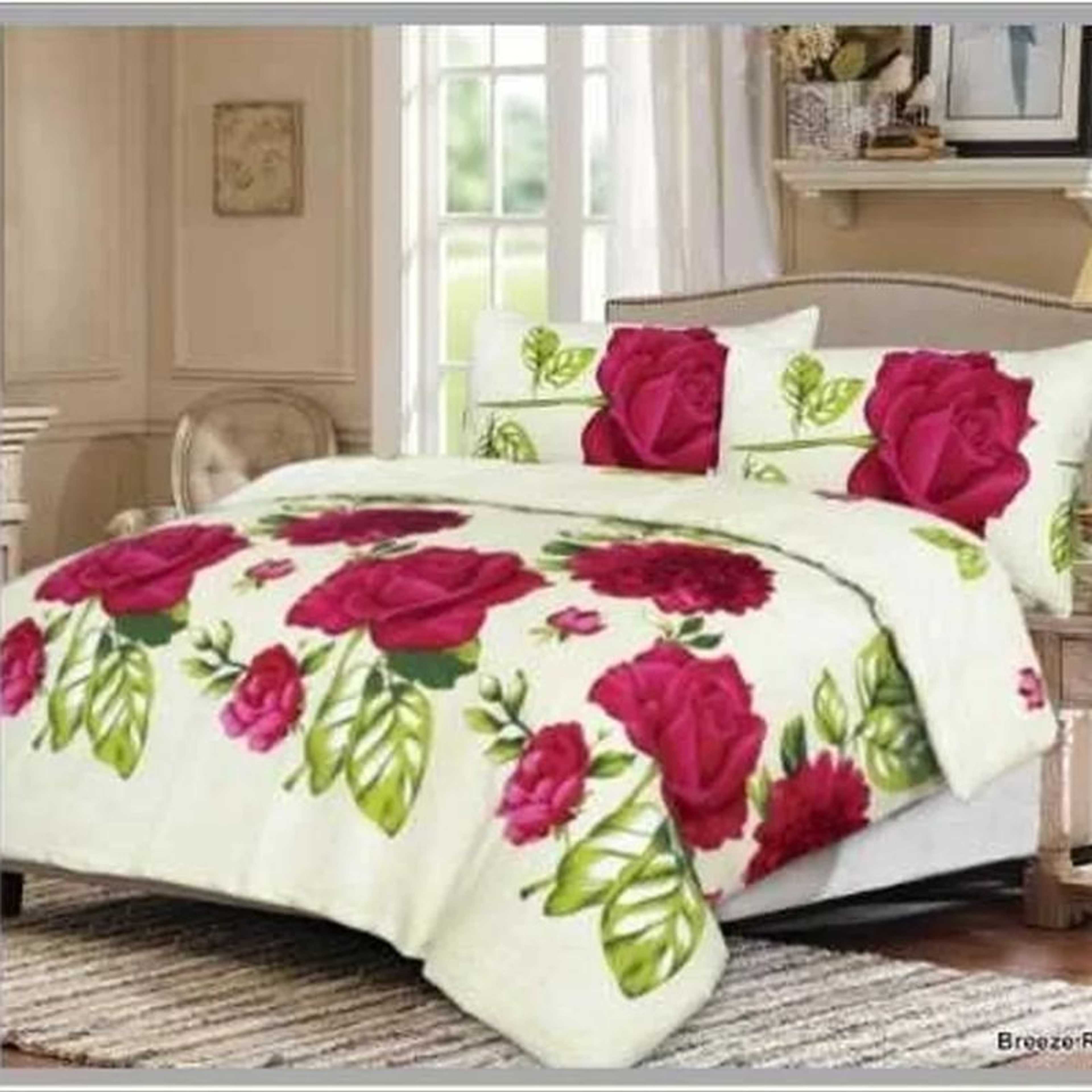 BREEZE PINK COTTON SATIN BEDSHEET- 3PCS SET (WITH EXTRA CUSHION COVER)
 - Product Main Image