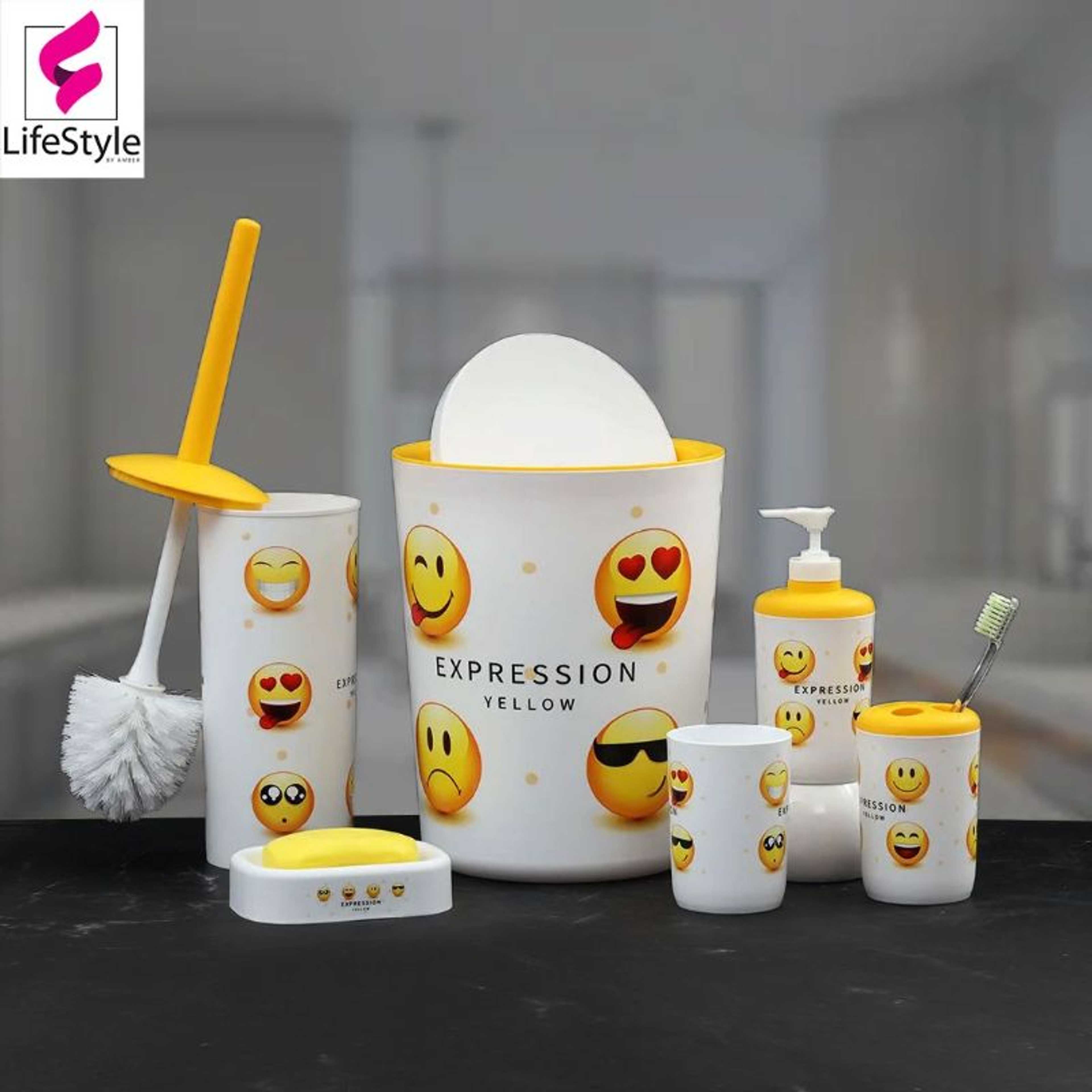 EXCEPTIONAL EMOJI STYLE PLASTICWARE BATH SET – 7 PCS
