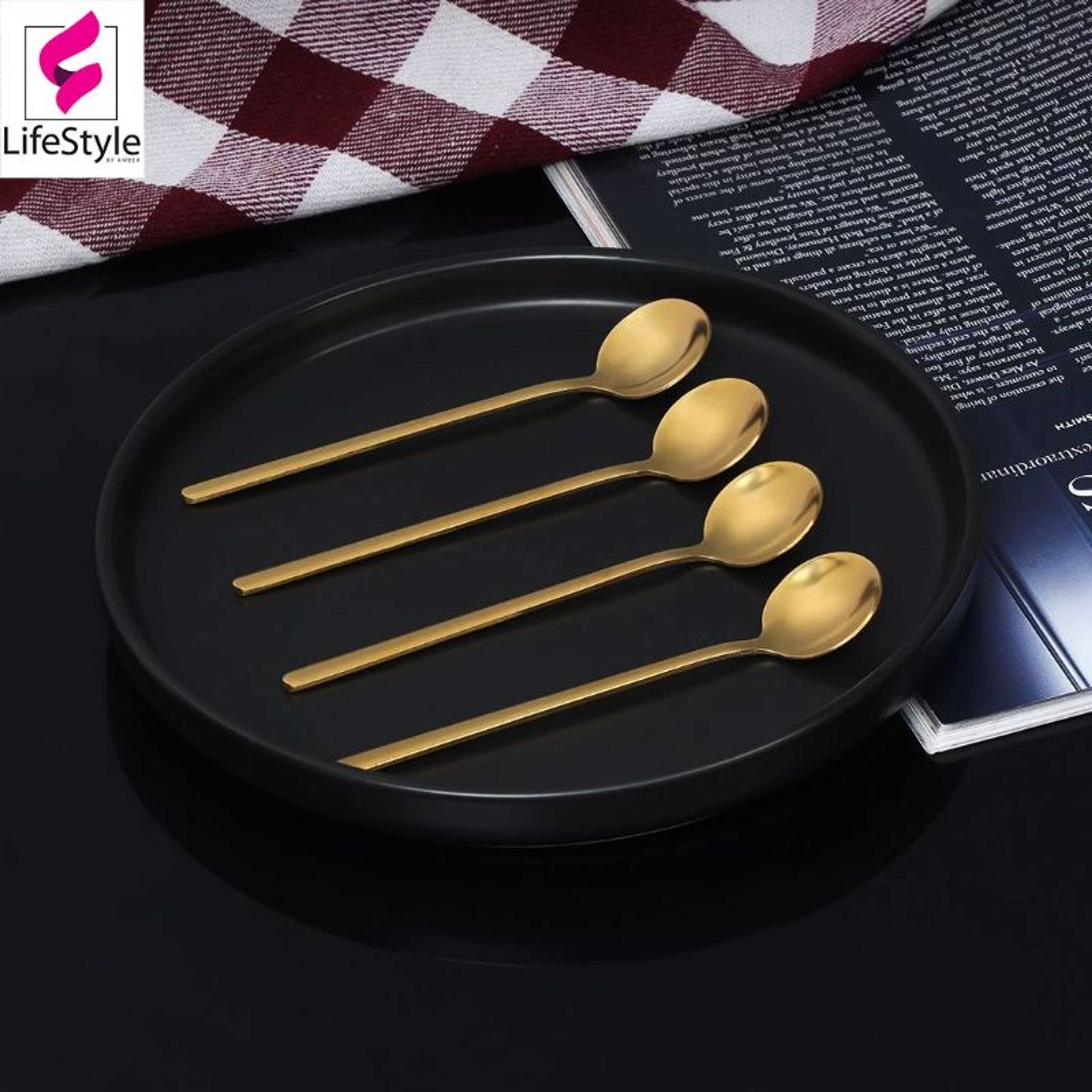 GRANDEUR STAINLESS STEEL GOLDEN MOON INSPIRED TEASPOONS – 4 PCS
 - Product Main Image
