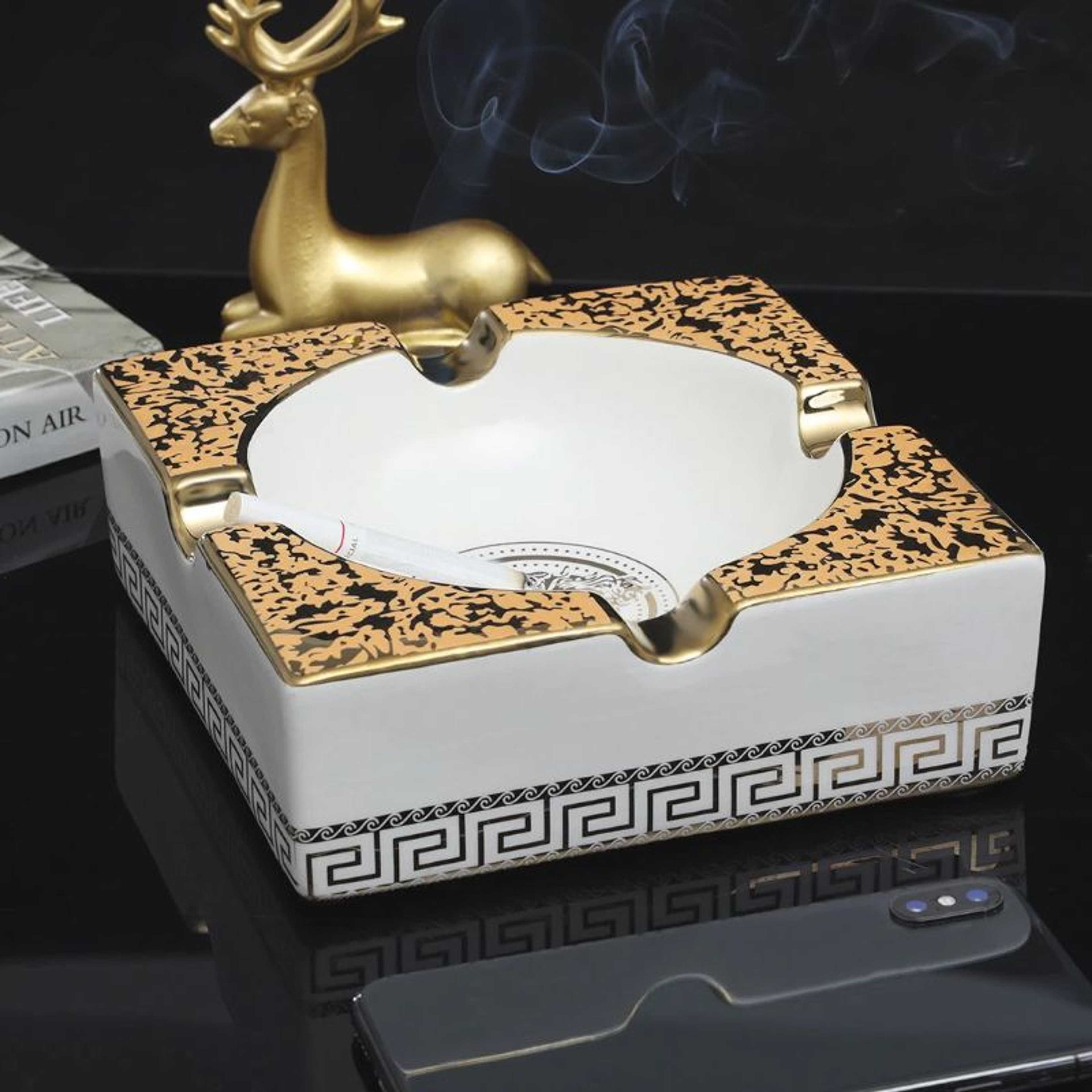 VERSACE LUXURY GOLD PATTERN ASH TRAY
