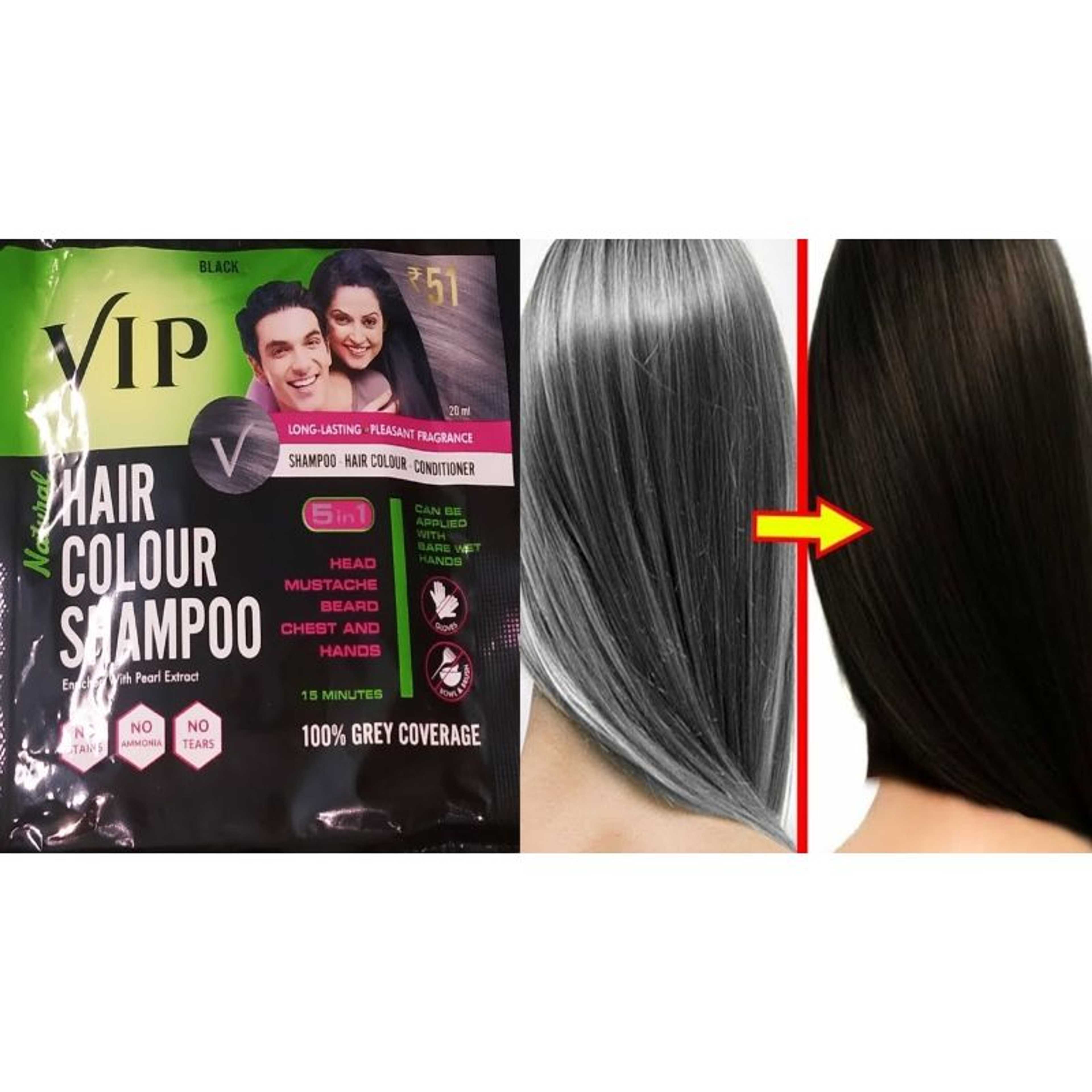 5in1 Vip Hair Color Shampoo (15 minutes only) - Black'. - Product Main Image