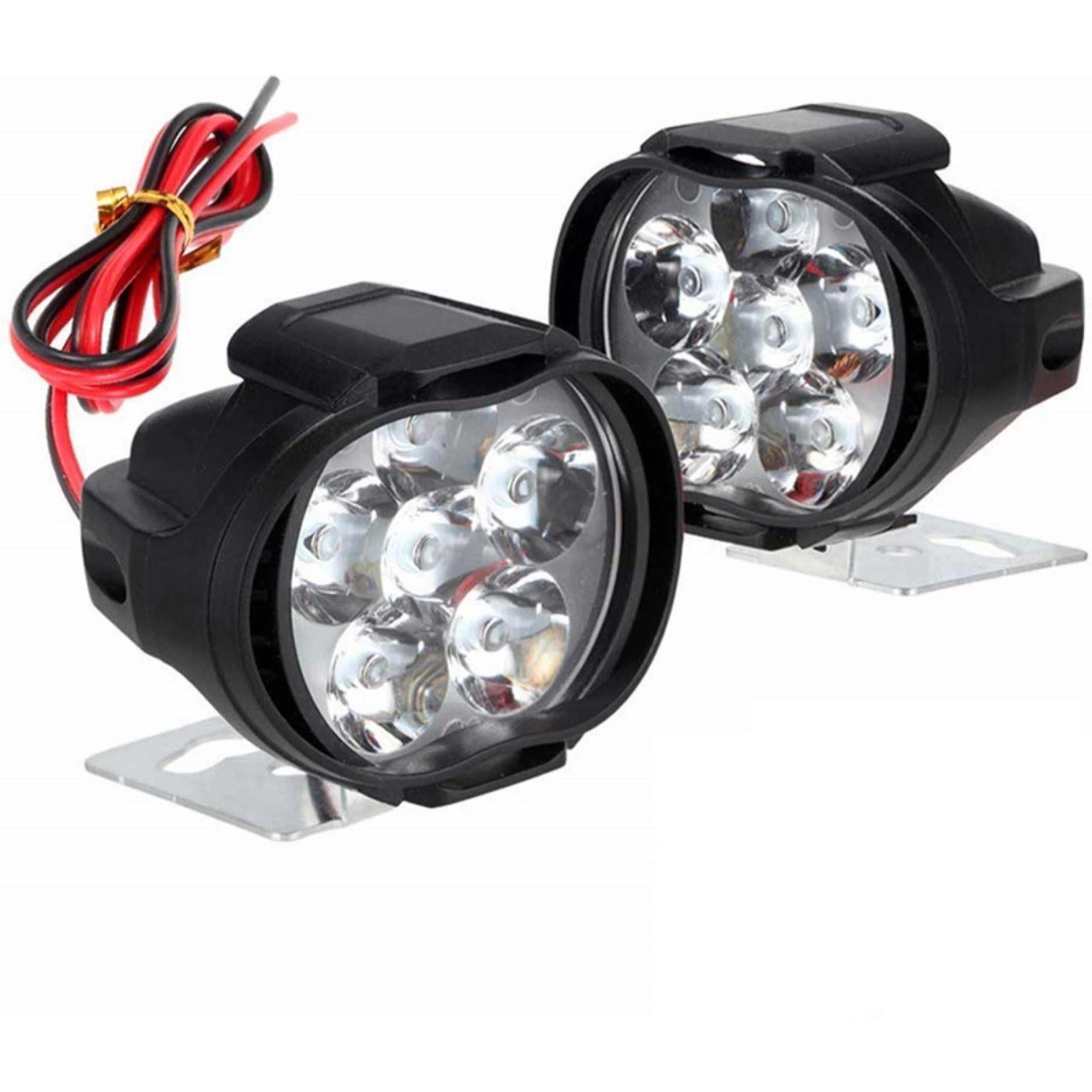 Imported 6 LED Fog Light Waterproof Pod Driving Spot Head Lamp for Bikes Cars and Motorcycle (10W, White Light, 2 PCS)