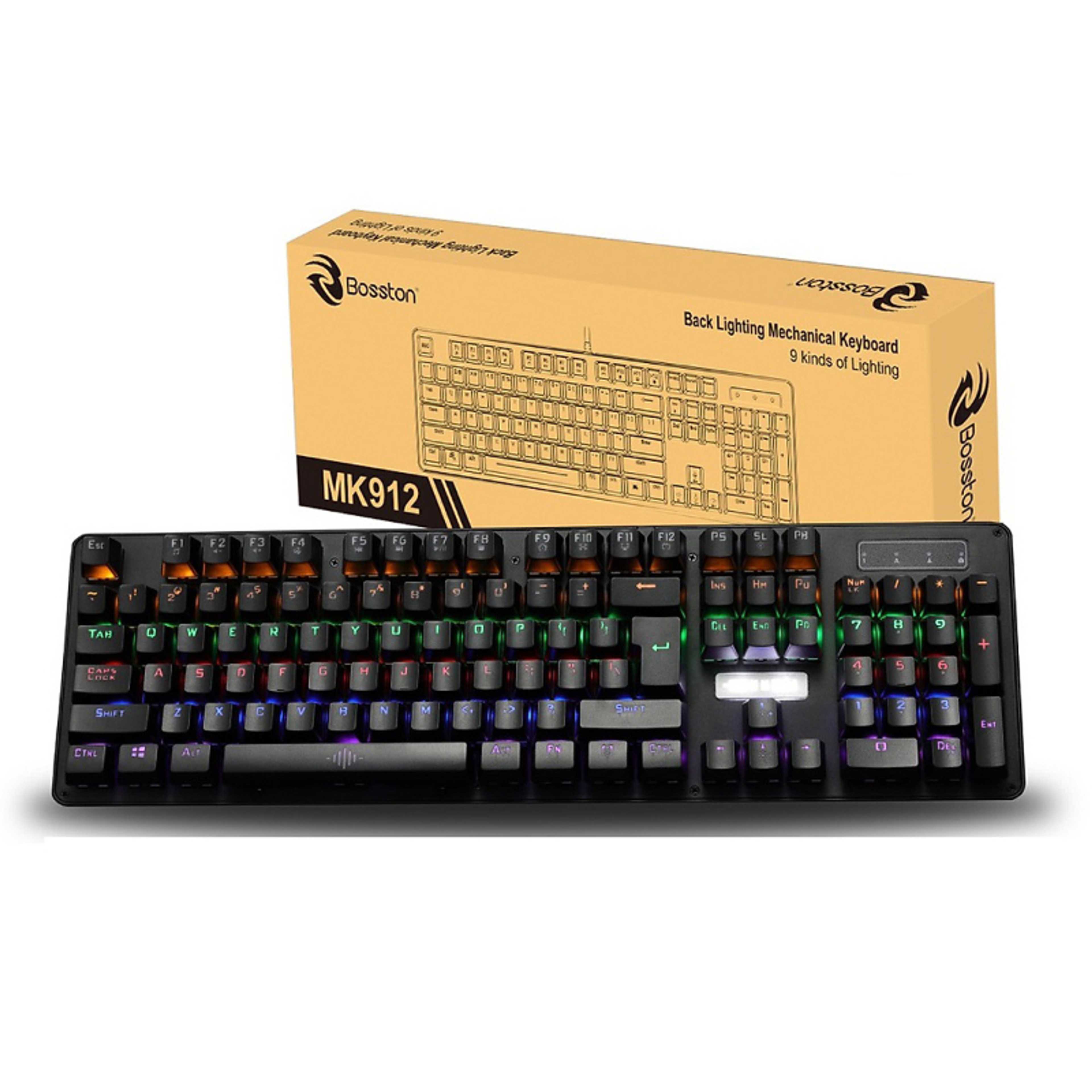 BOSSTON MK912 Wired Mechanical Keyboard RGB Keyclick Colorful Backlight USB Luminous Keyboard