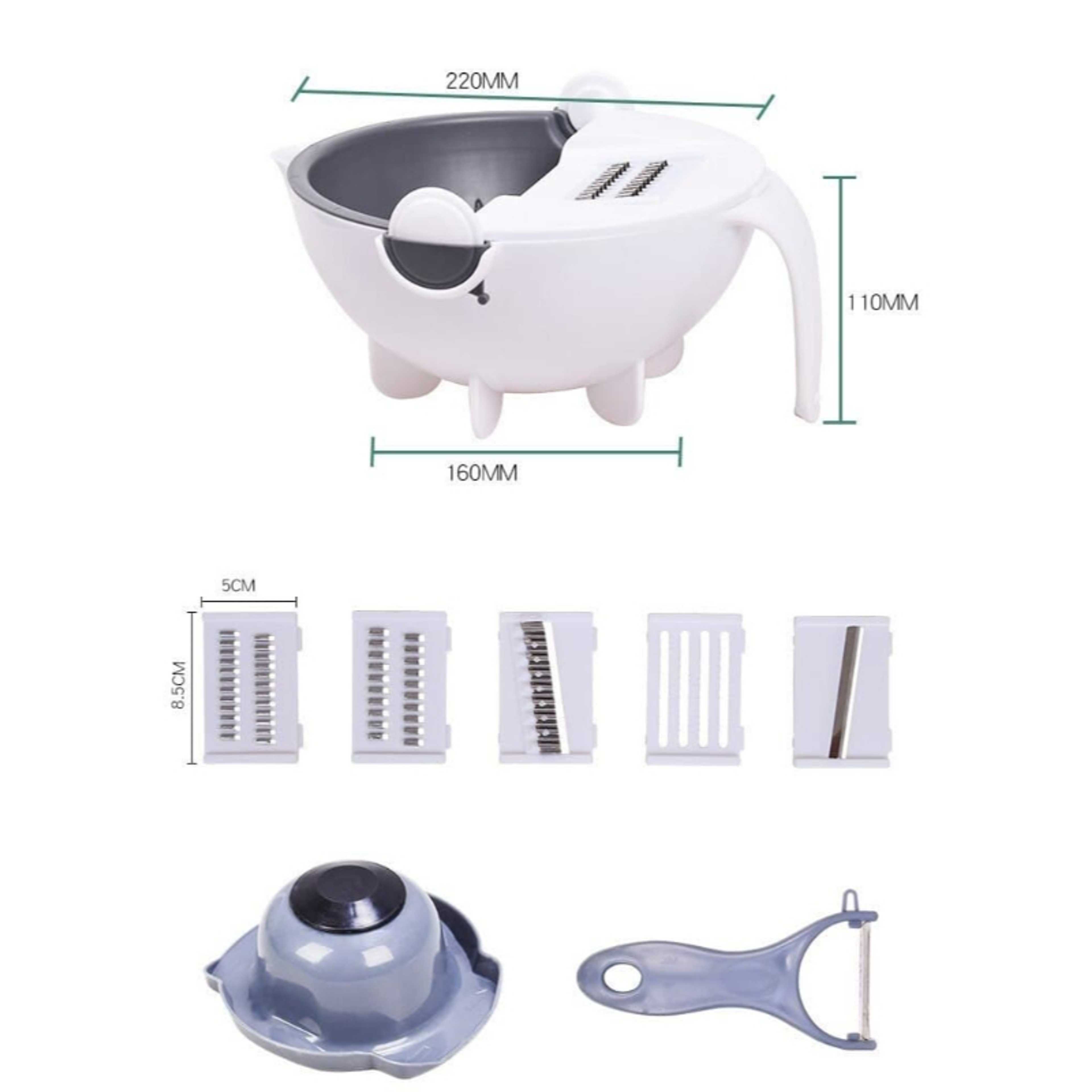 5pcs Multi-Function Vegetable Potato Slicing Shredding Machine Washing Household Grater Draining Basket - Product Main Image