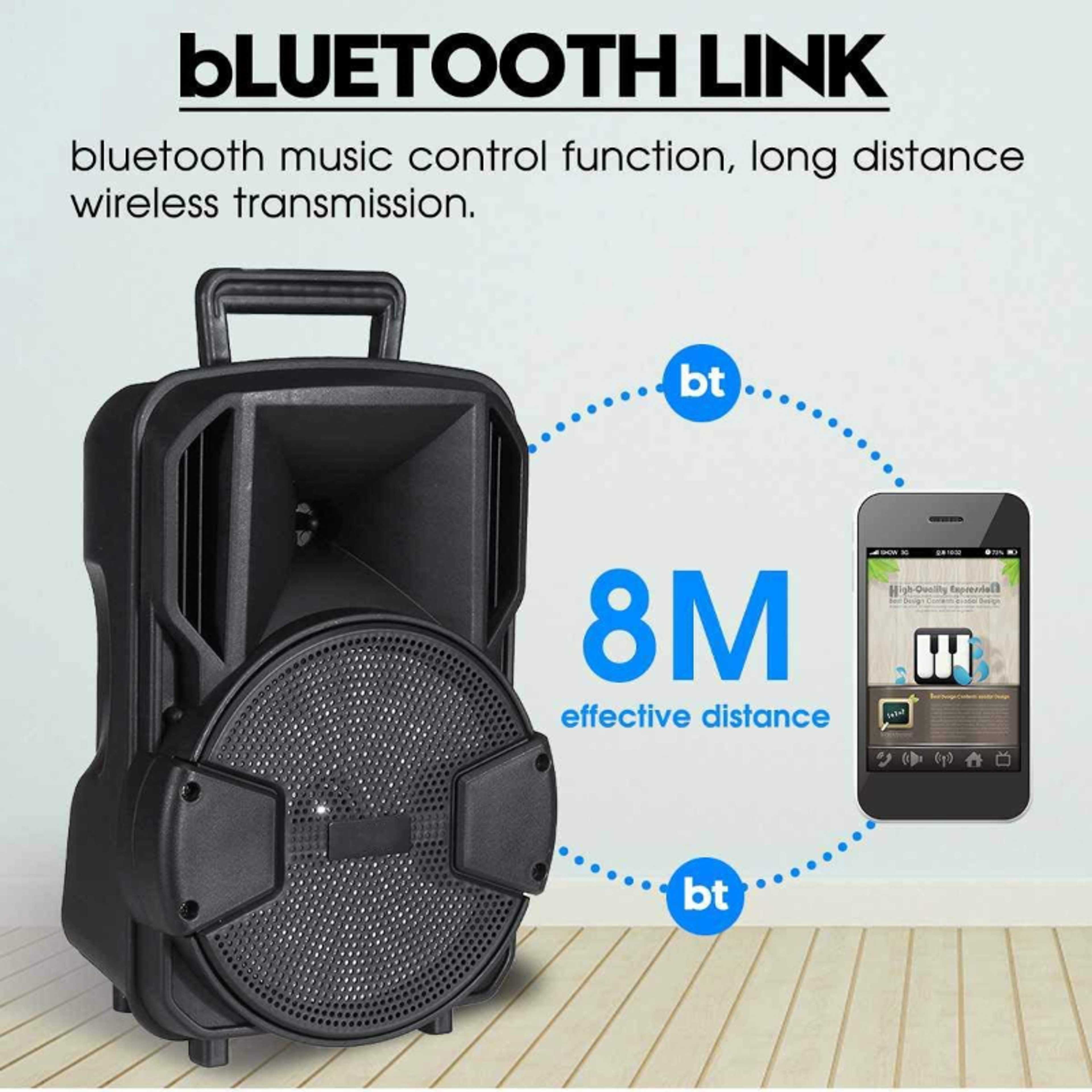 A8-3 Portable Wireless 8 Inch Bluetooth Multimedia Speaker With FM Radio