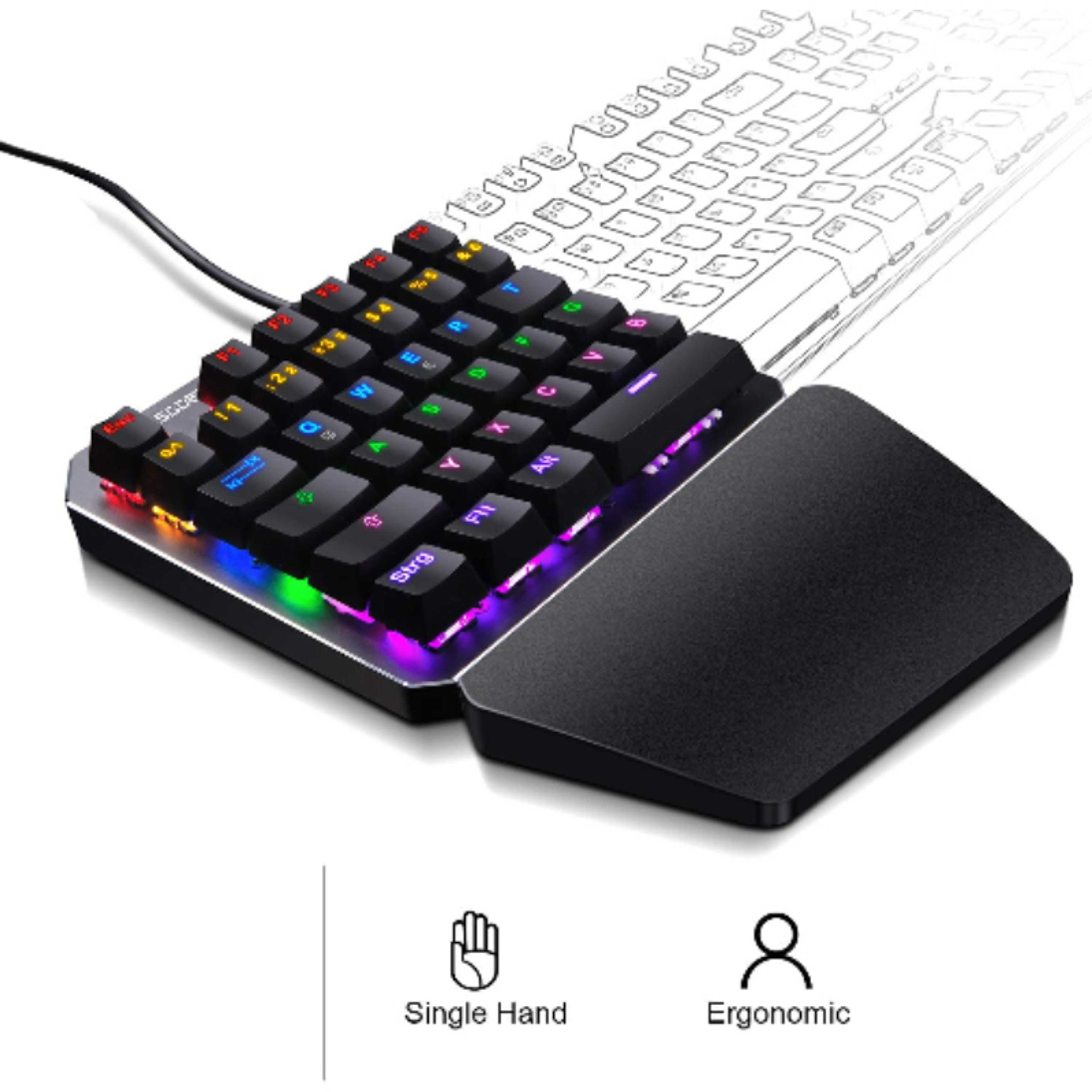 Sades TS-35 One Handed 35 Keys Mechanical RGB Gaming Keyboard