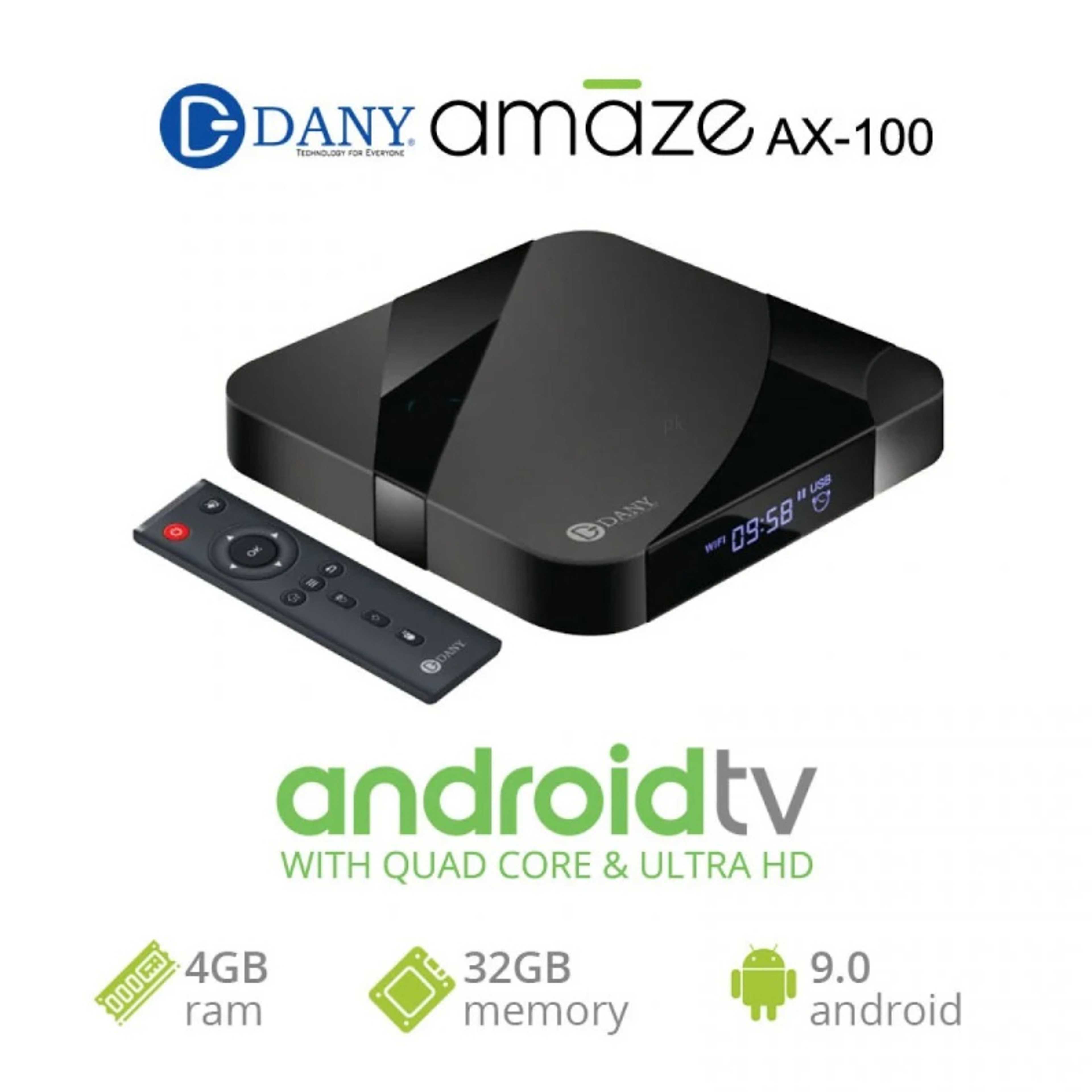 Amaze AX-100 4K Android TV Box 4GB RAM & 32GB ROM