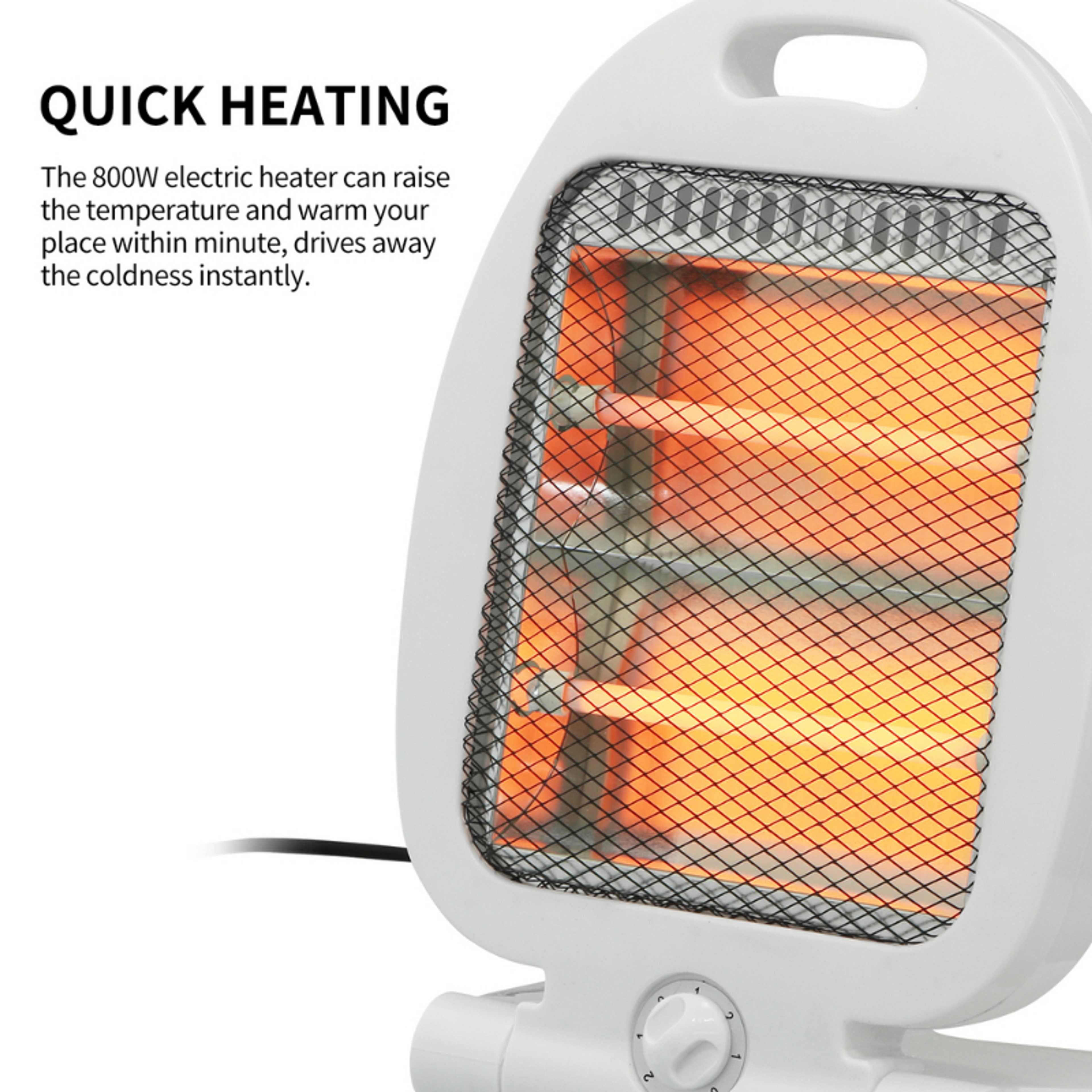 Renova 800W Instant Heating Portable Electric Quartz Heater With Auto Tip-Over Protection