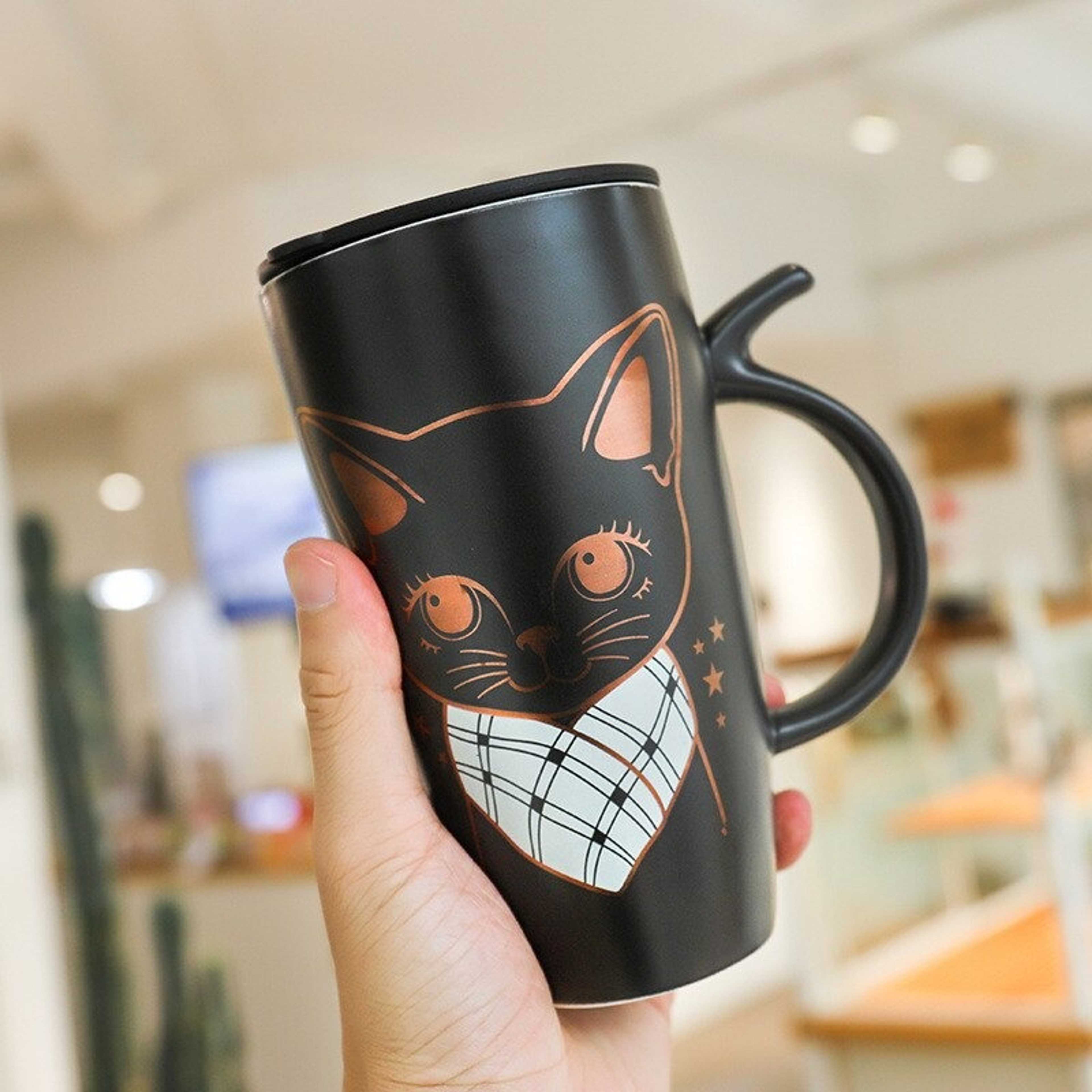 640ml Large Handmade Unique Cat Mug Ceramic Tall Animal Cup - Product Main Image