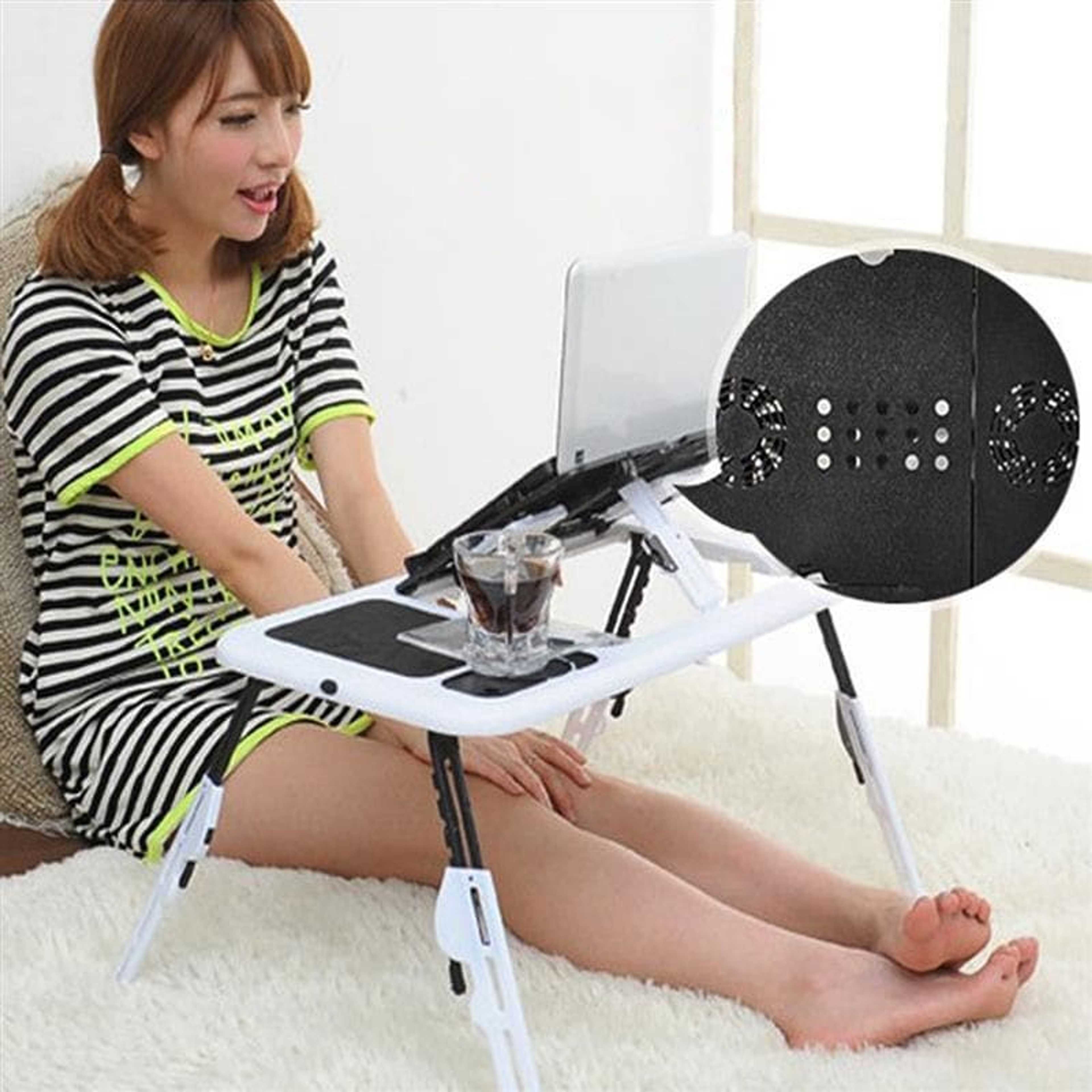 Multi-Function Folding Laptop Desk Table Laptop Stand Holder With 2 USB Cooling Fans Mouse Pad For Bed