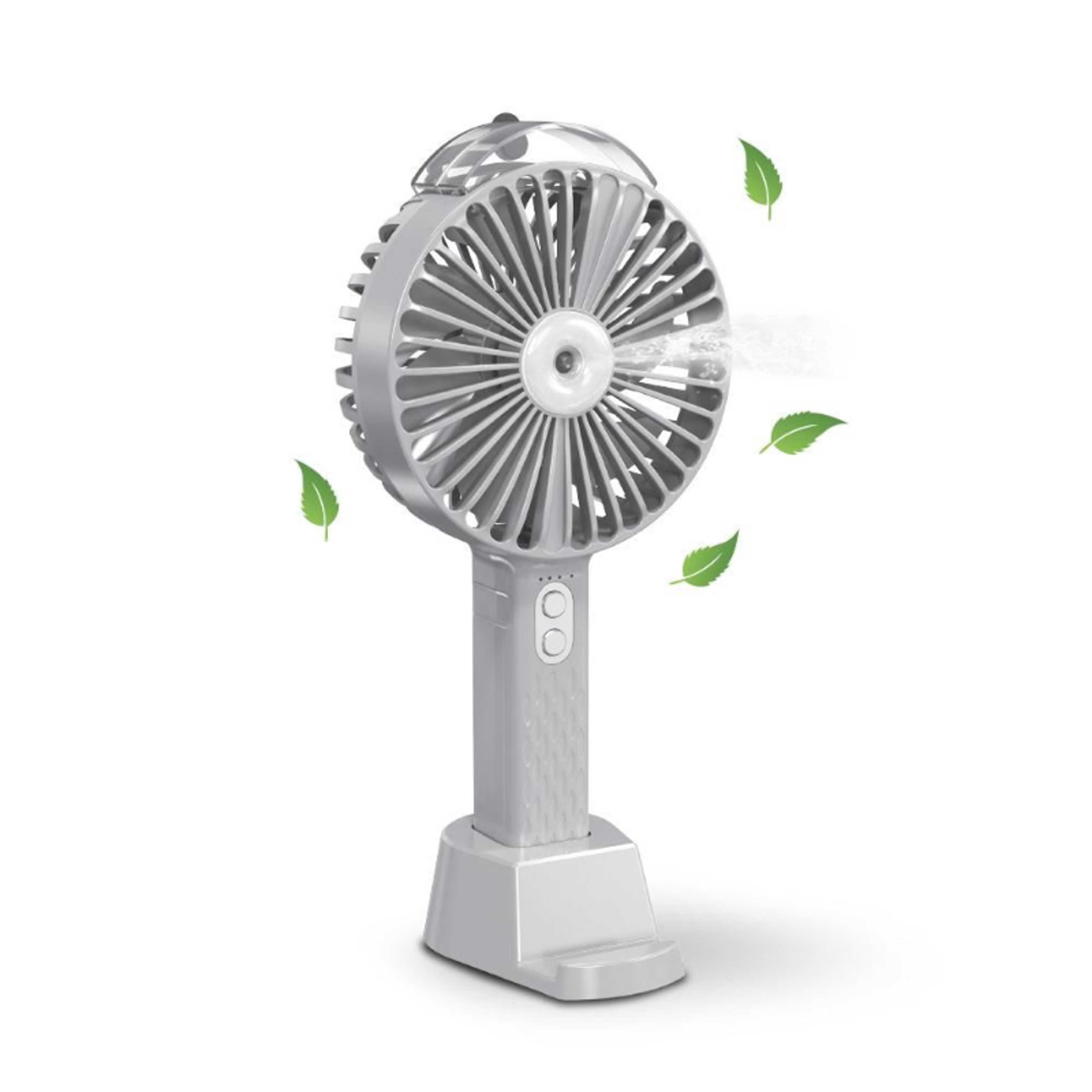 Aircool water spray portable chargeable fan with removeable base