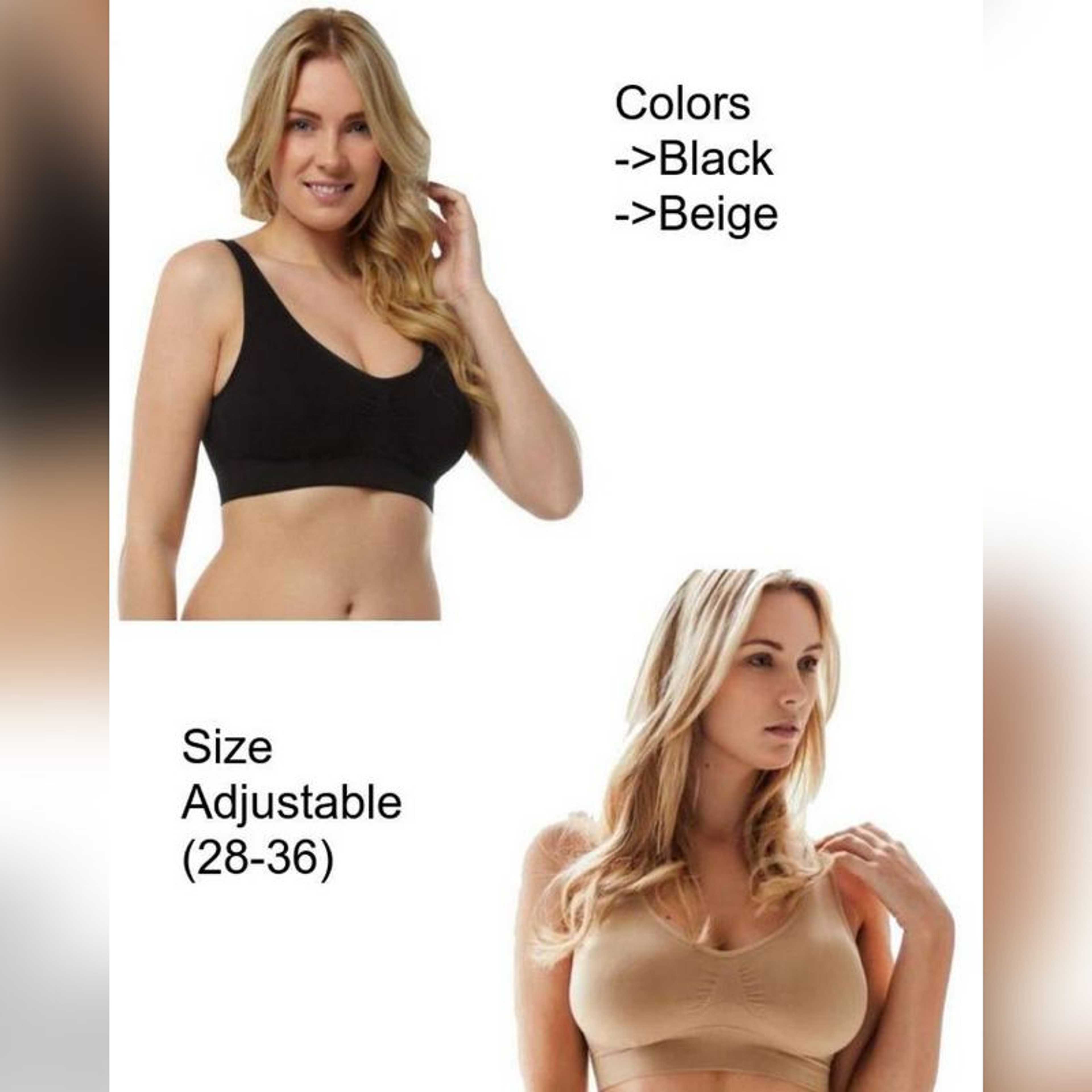 Pack of 2 - Air Bra Wire Free Bra For Women - Black and Beige