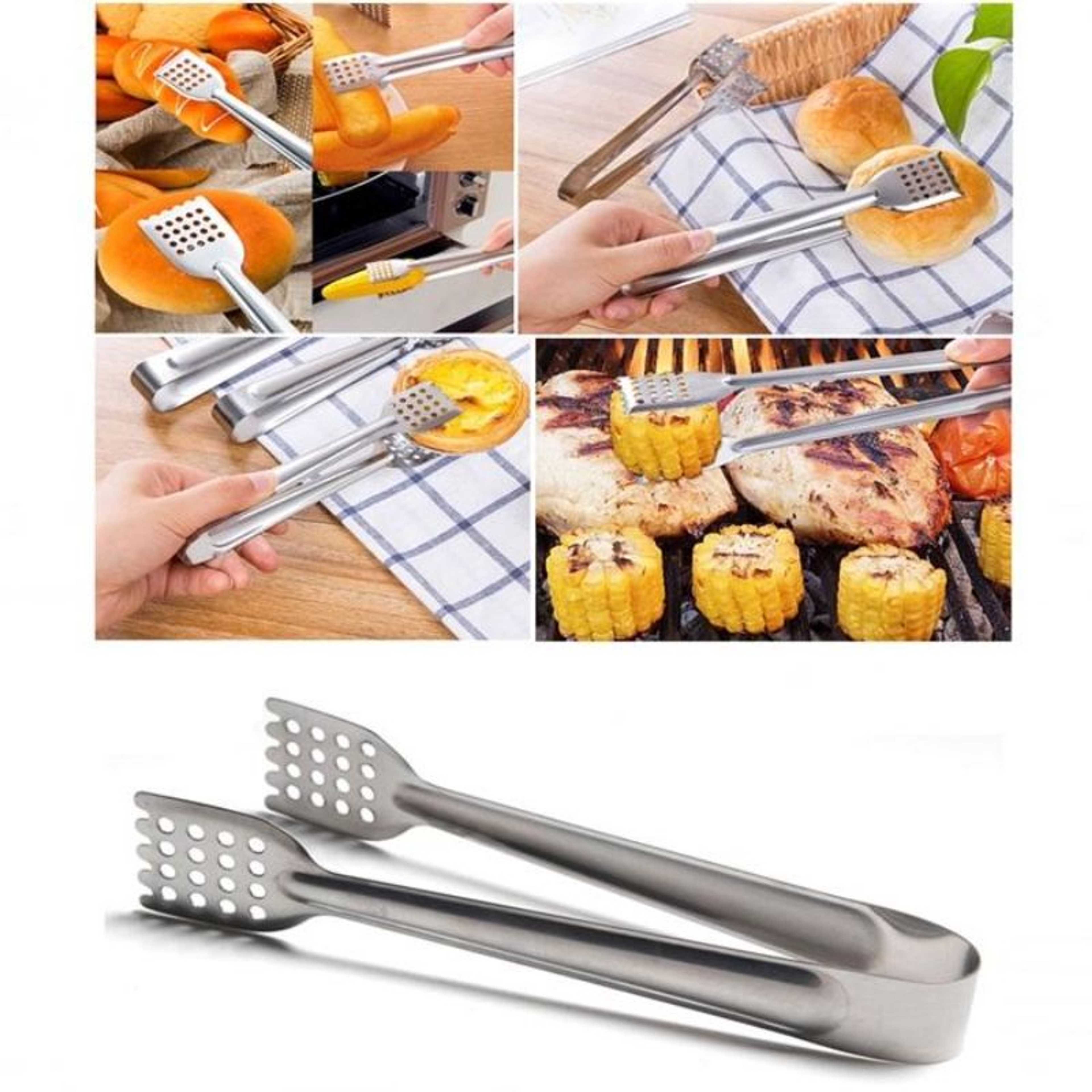 Stainless Steel Tong Useful For Bread Cake Bar B.Q Dessert Salad Ice