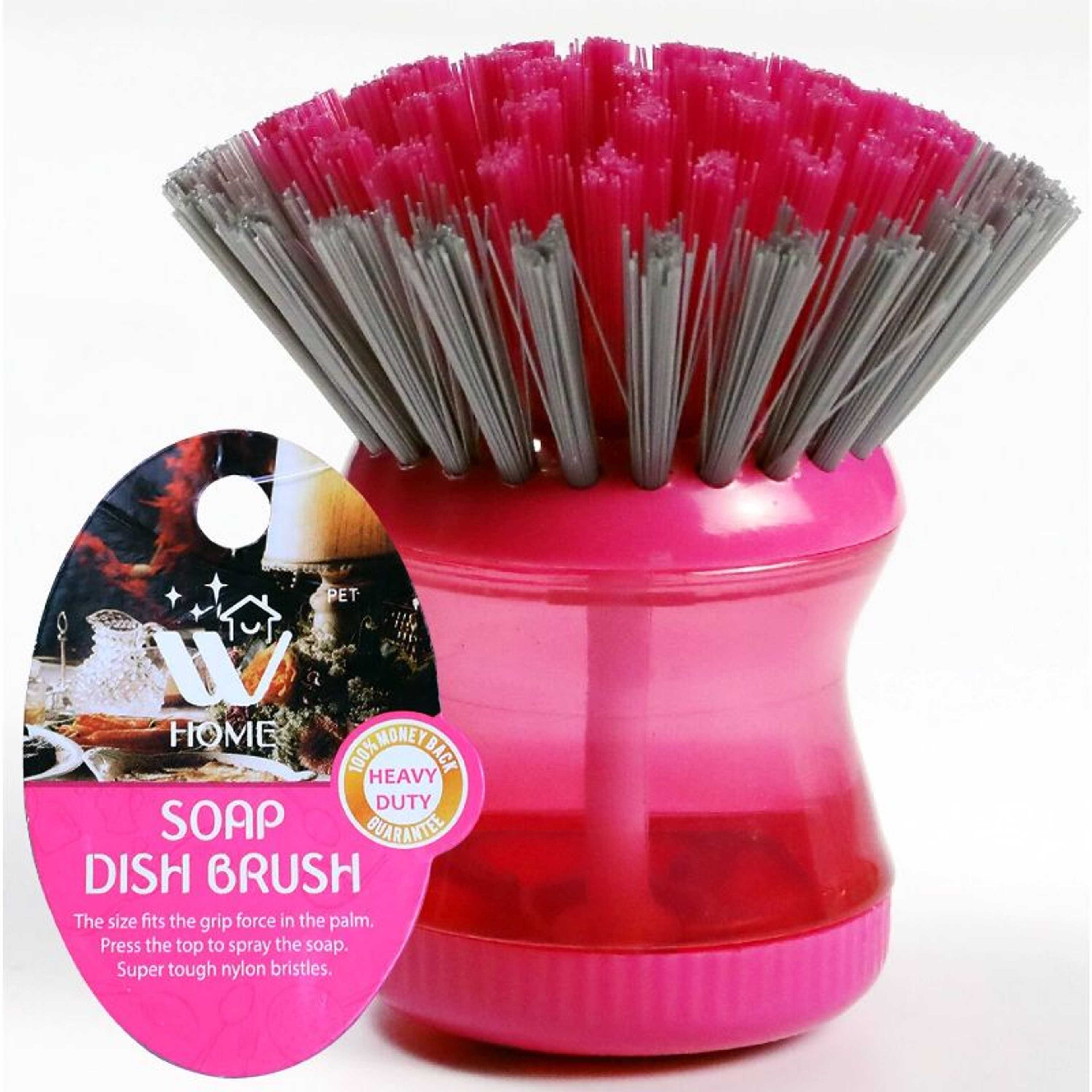 Dish Washing Multifunctional Palm Brush with Powerful Bristles With Liquid Soap Dispenser