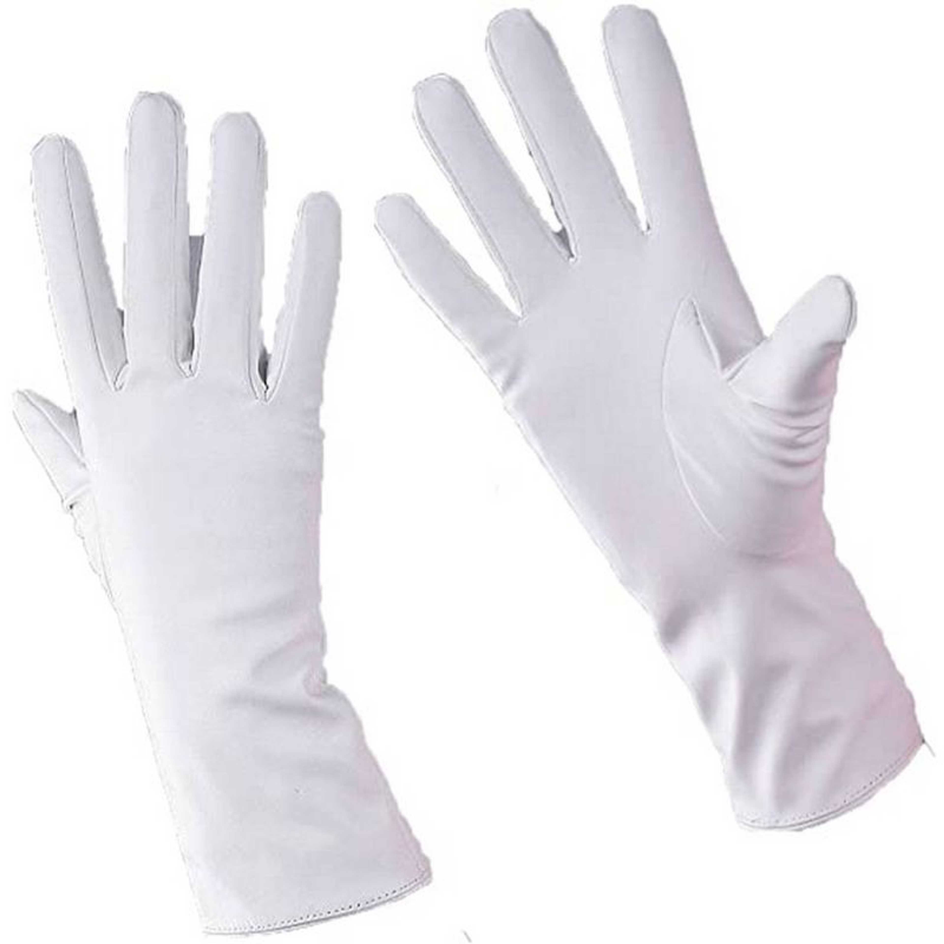 Woman Gloves Wrist Long - White Full finger Gloves
