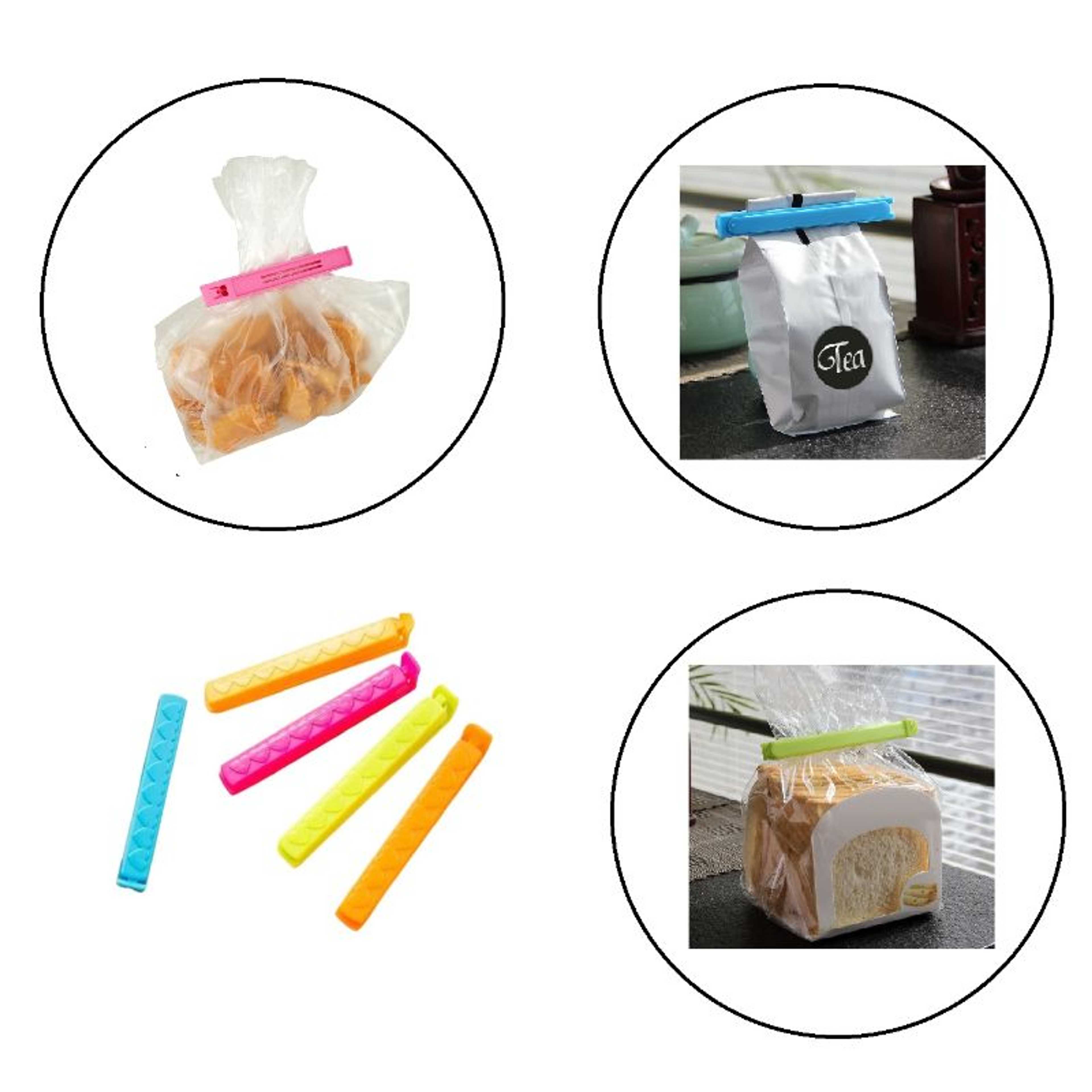 Pack of 5 - Multicolor Reusable Plastic Food Snack Storage Seal Sealing Bag Clips Sealer Clamp Plastic Tool