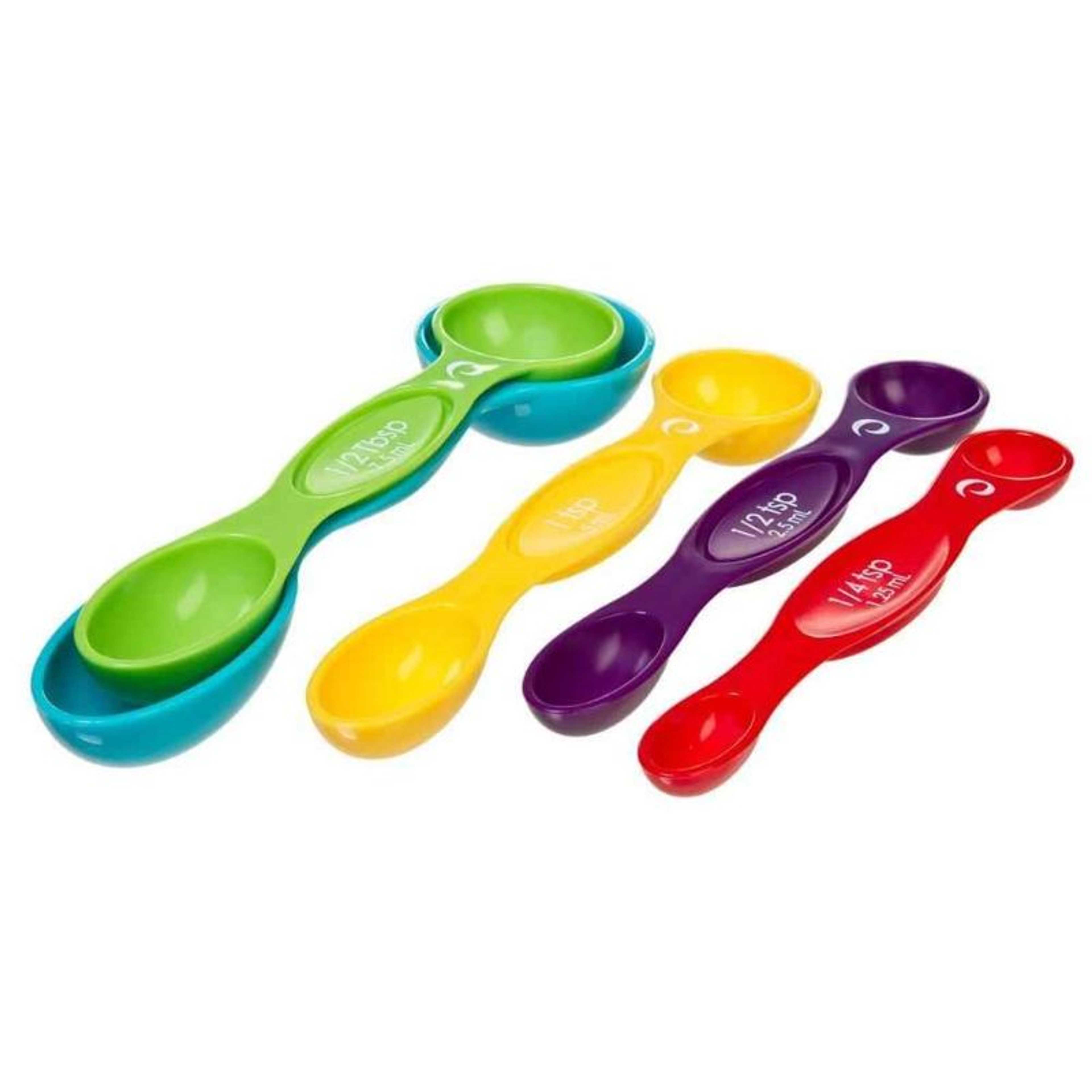 Set of 5 - Random Colors Double Sided Plastic Material Measuring Spoons for Liquid and Dry Ingredients