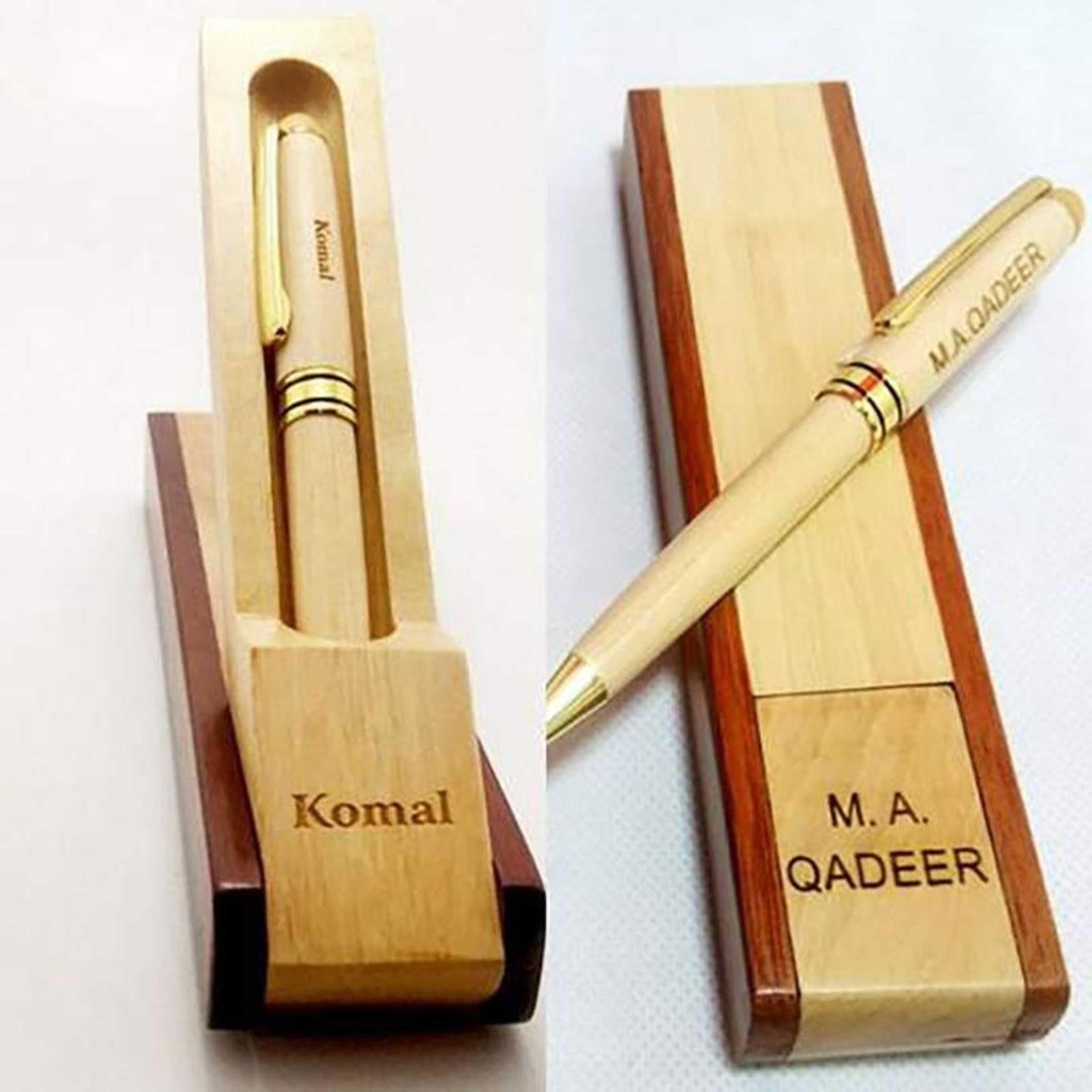 CUSTOMIZE YOUR NAME ON WOODEN BALL POINT PEN WITH WOODEN BOX