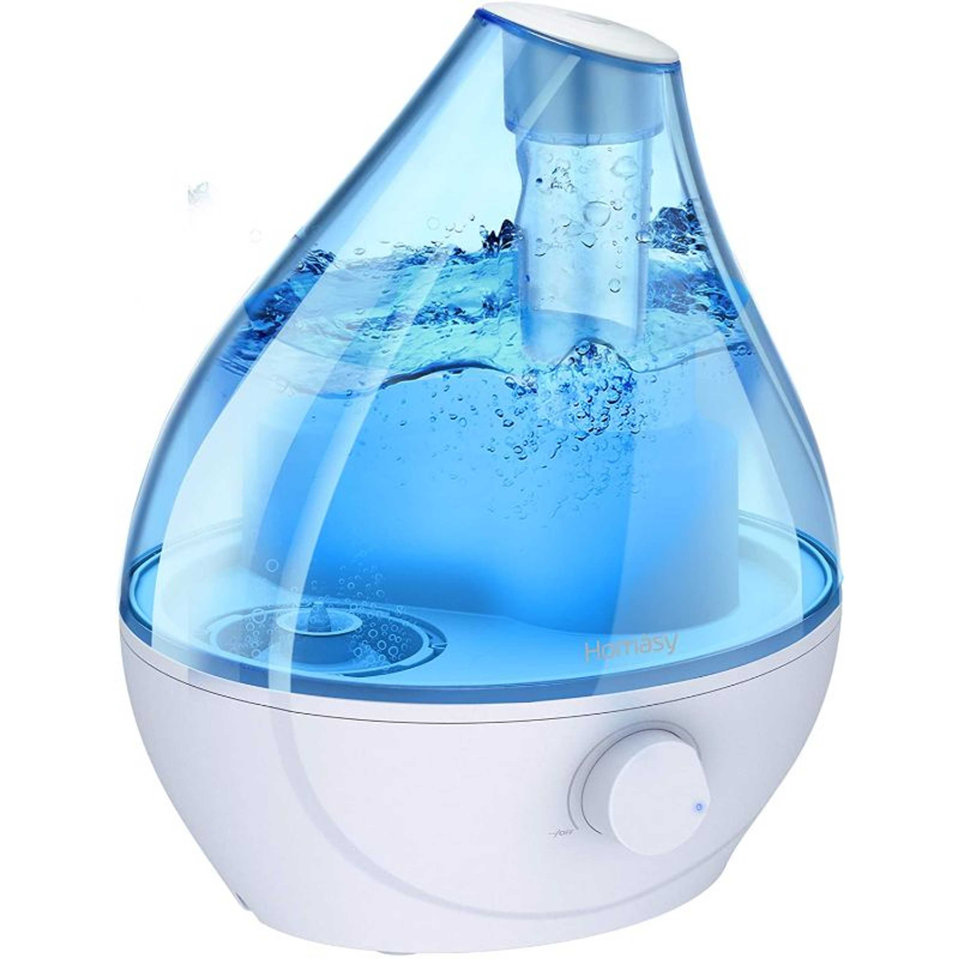 Homasy 1.6L Cool Mist Humidifier, 22dB Whisper-Quiet For Bedroom, Auto Shut-Off, 24H Work Time, BPA-Free Air Humidifier For Plants,Pets,Office, Blue
