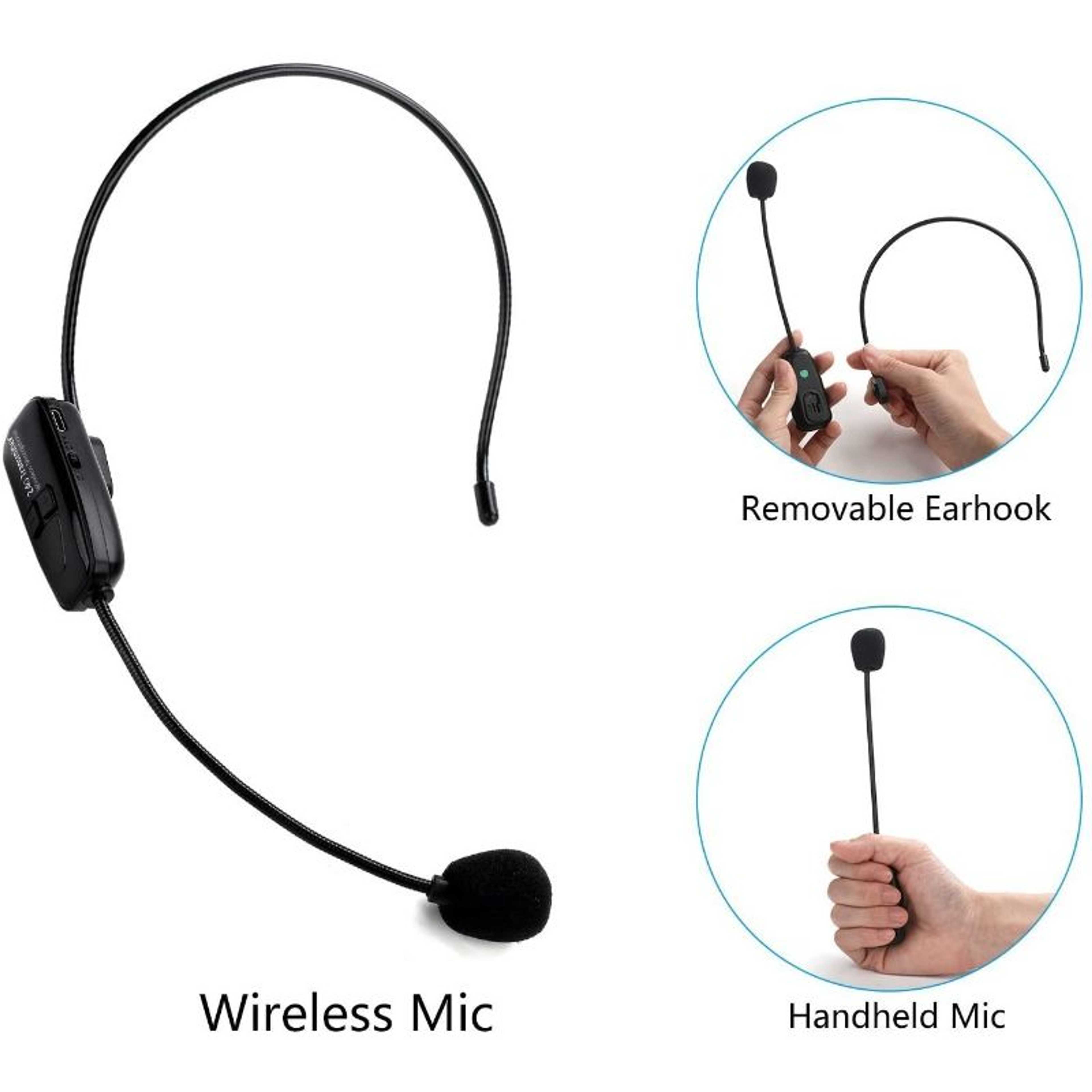 Cambol Wireless Microphone Headset, Jelly Comb 2.4G Wireless Mic Headset and Handheld 2 In 1 Rechargeable for Stage Speakers, Tour Guides