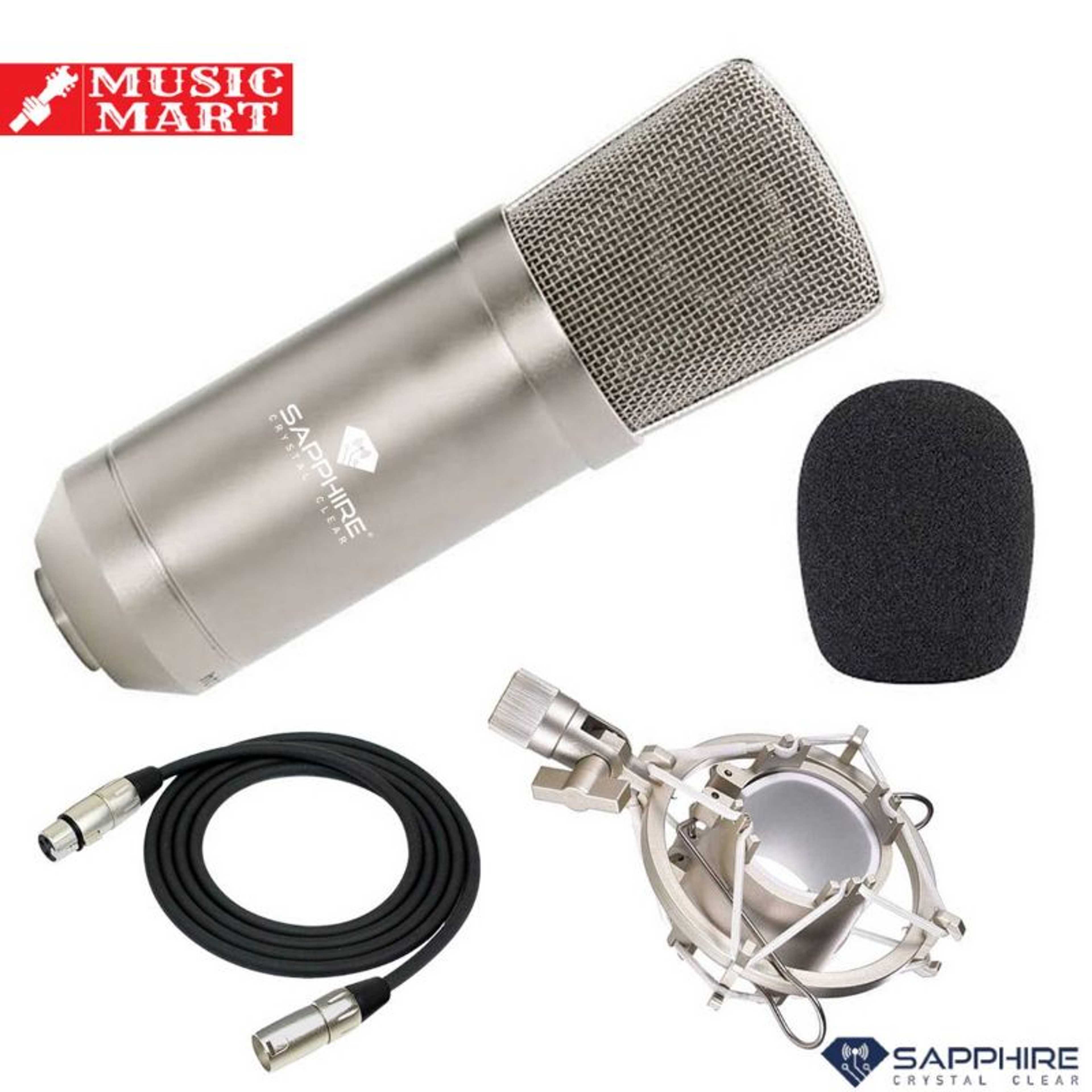 STUDIO CONDENSER MICROPHONE - INTERNET KARAOKE PC RECORDING, INSTRUMENT RECORDING - EXCELLENT QUALITY OF VOICE AND MUSIC PROFESSIONAL - LOW NOISE, WIDE DYNAMIC RANGE AND STRONG SOUND PRESSURE - PRECISE UNIDIRECTIONAL POLAR PATTERN