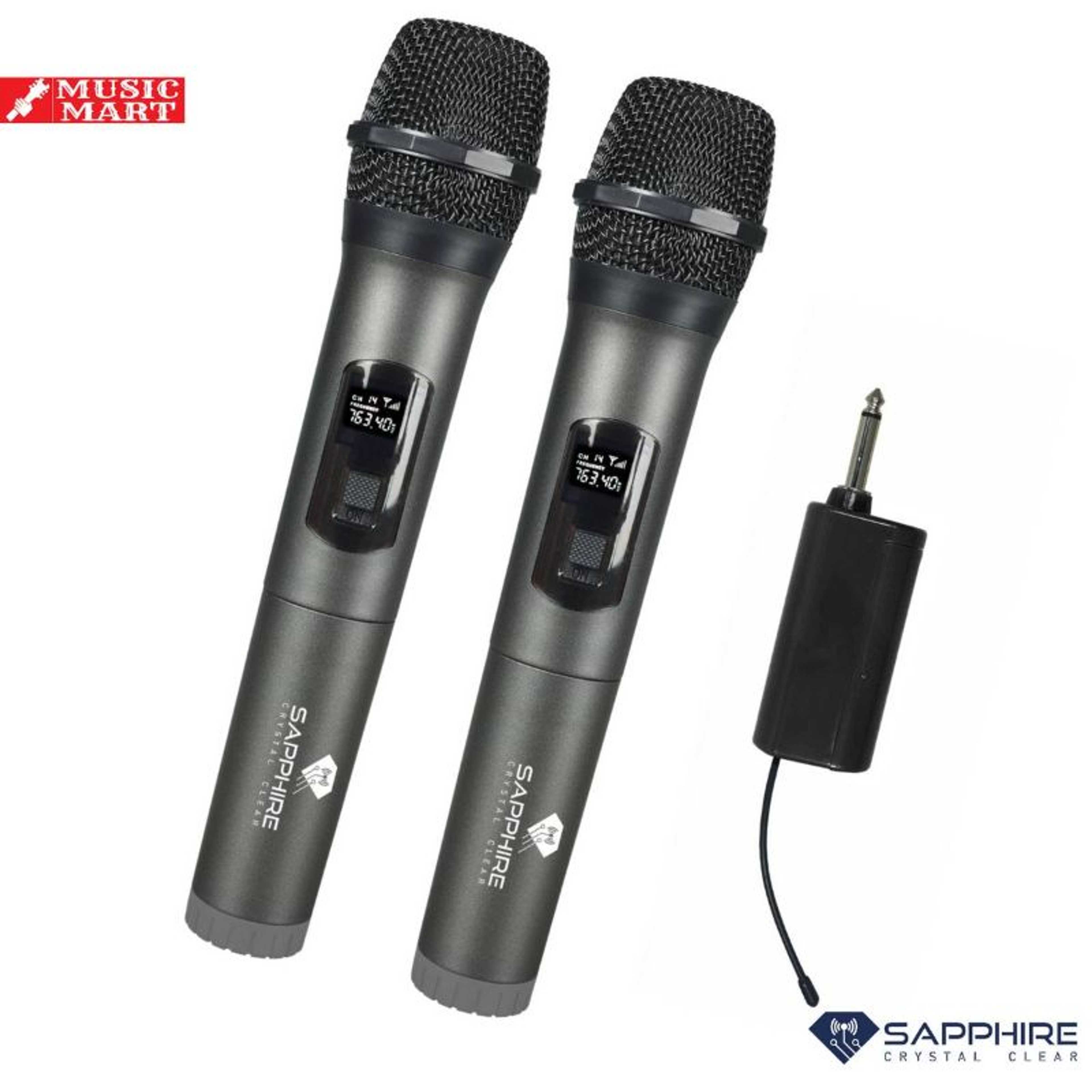 WIRELESS MICROPHONE SYSTEM 2 MICROPHONE - HIGH FREQUENCY - BEST QUALITY -  EXCELLENT PERFORMANCE - BEST FOR LIVE CONCERTS - PRECISE QUALITY - Portable rechargeable receiver for hassle free installation