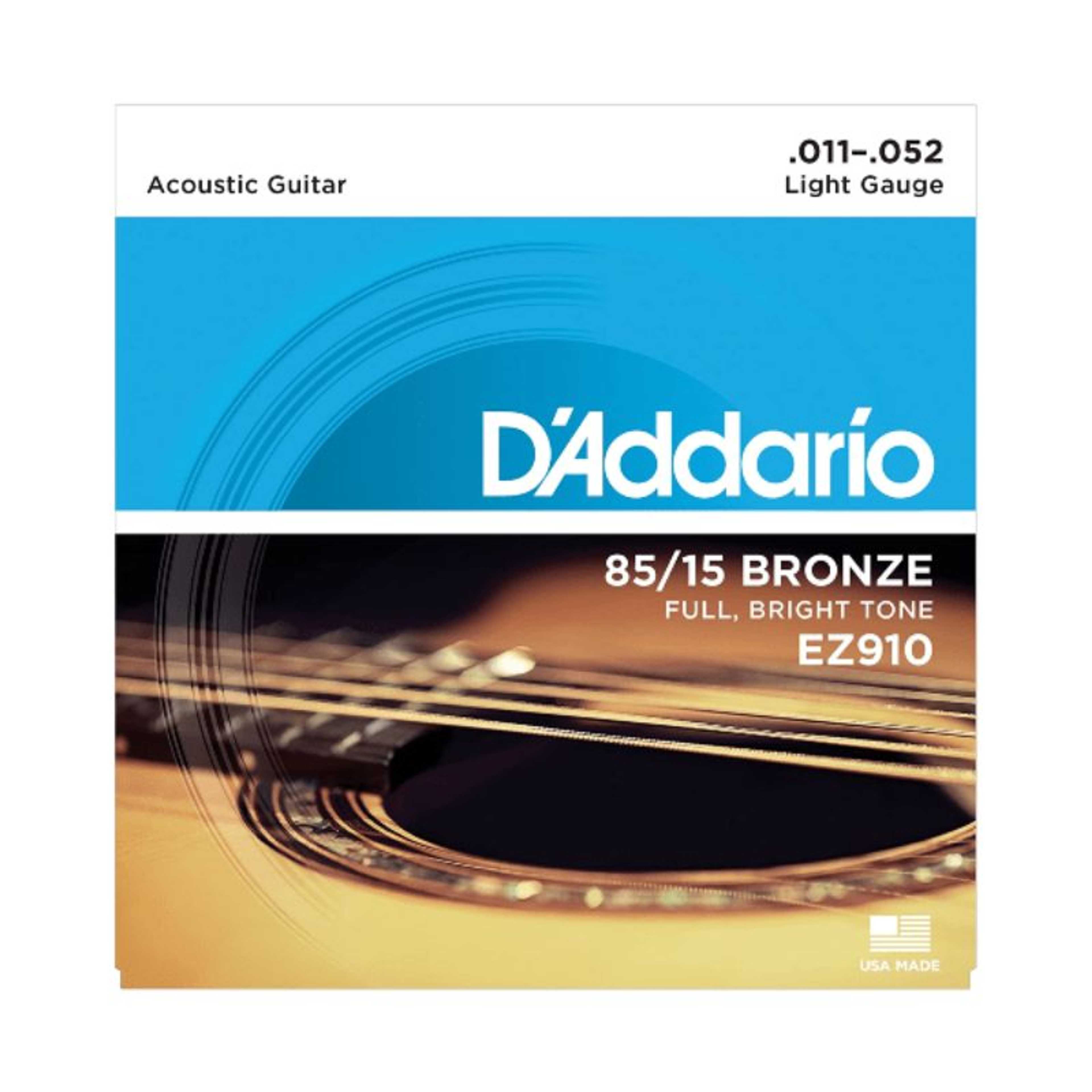 D’Addario EZ910 85/15 Bronze Acoustic Guitar Strings Set – Light (0.11-0.52)