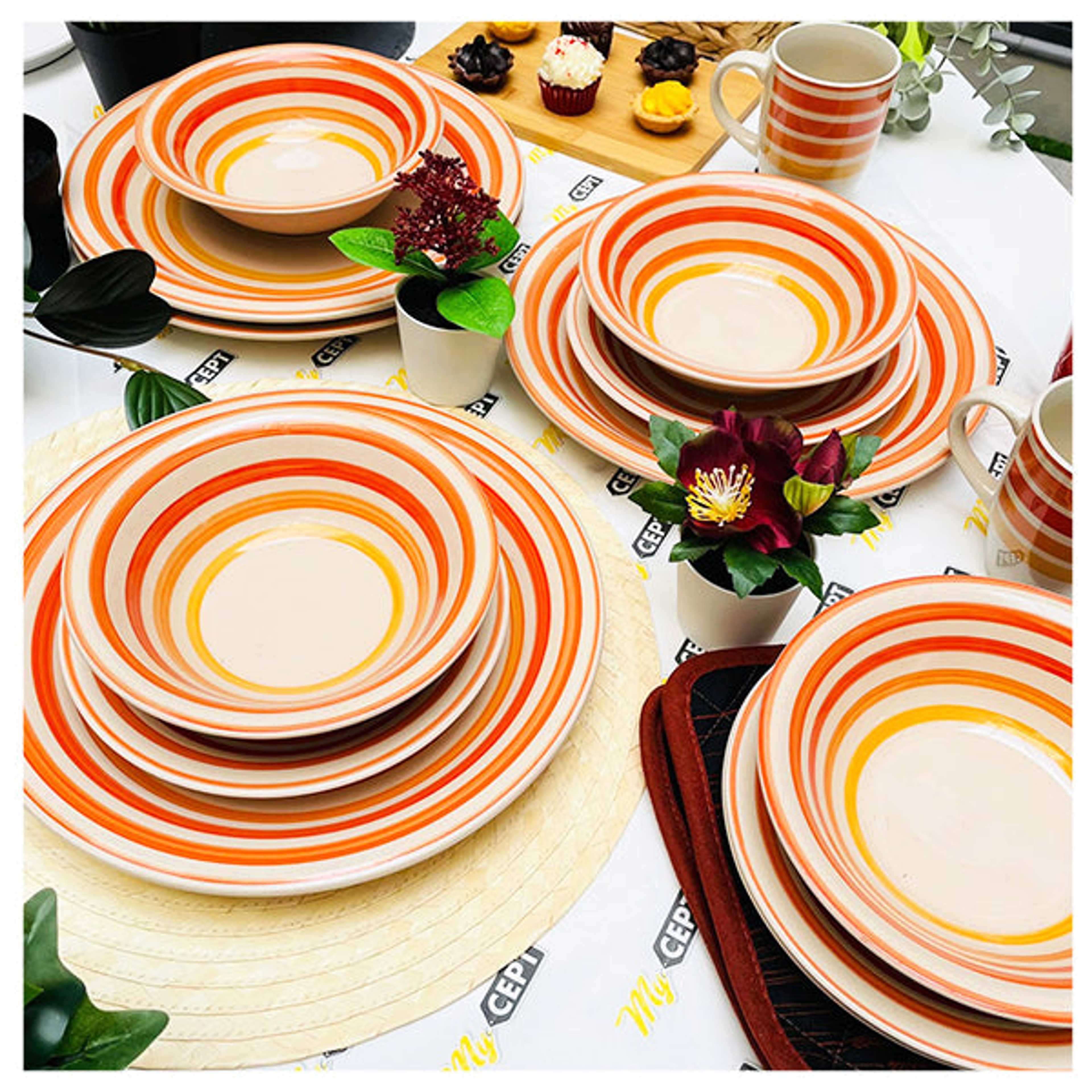 14-Pc Dinner Set - Red Rings