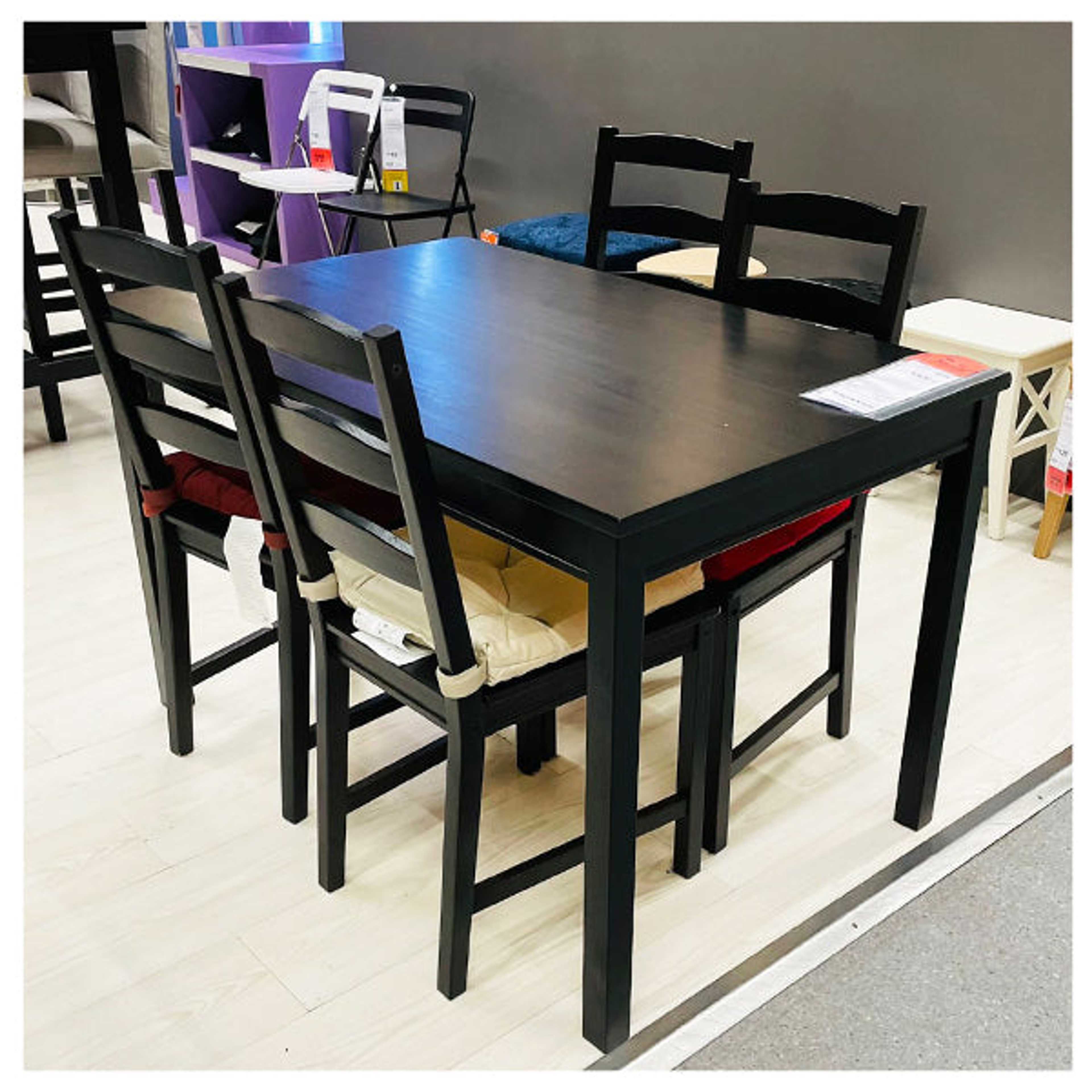 Dining Table with 4 Chairs Black