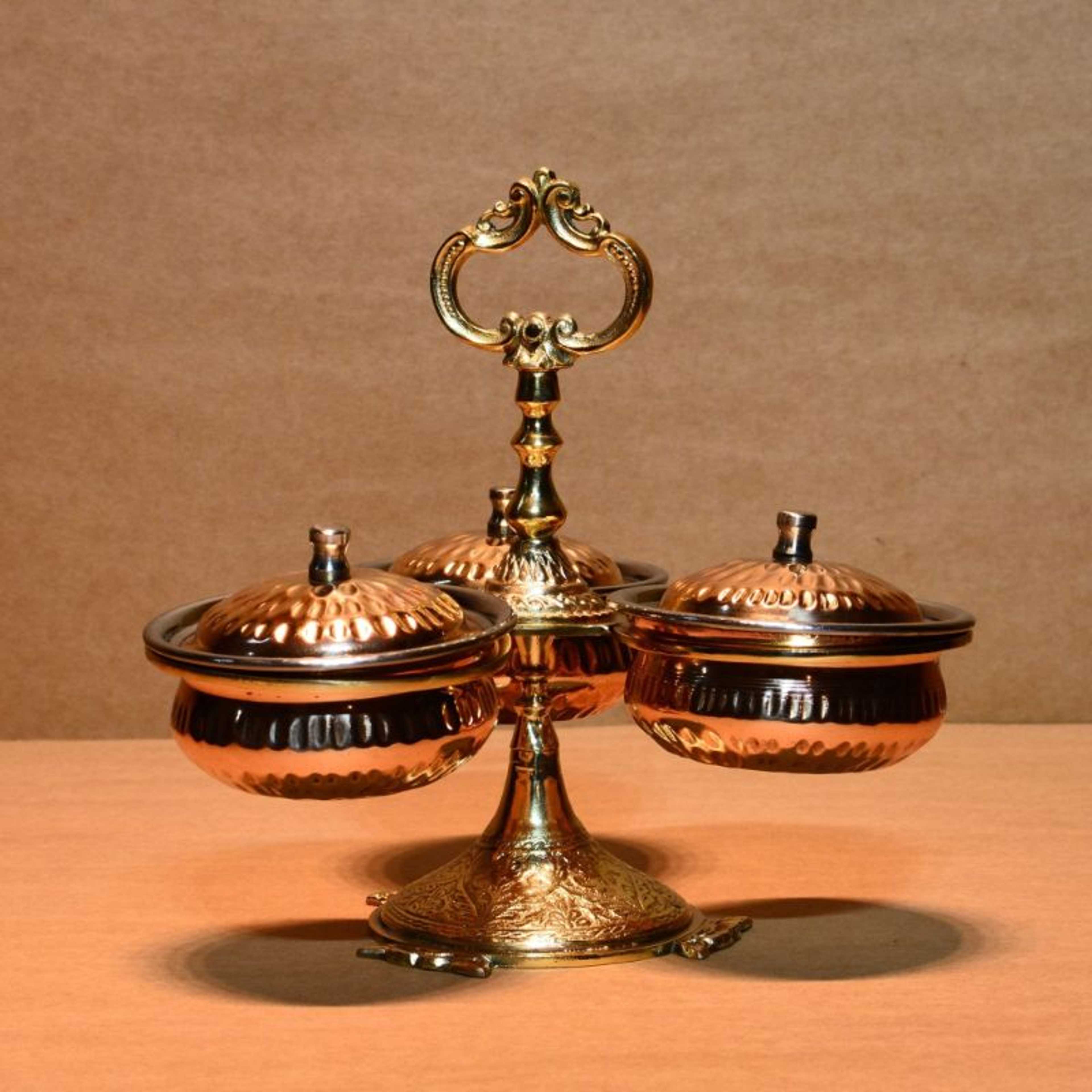 Copper Handi Condiments Set With Stand