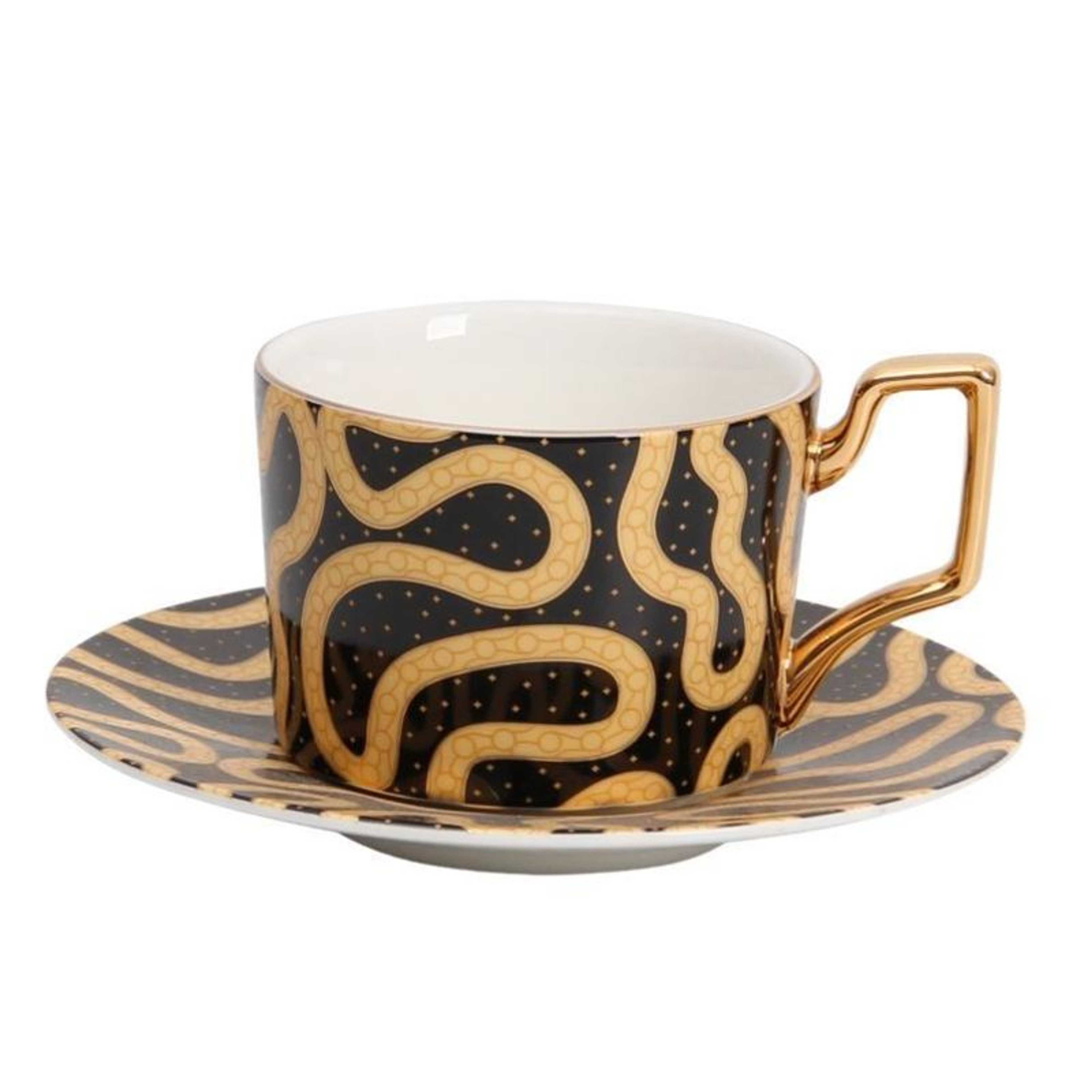 Yellow Lines Moroccan Style Coffee/Tea Cup With Saucer - Product Main Image