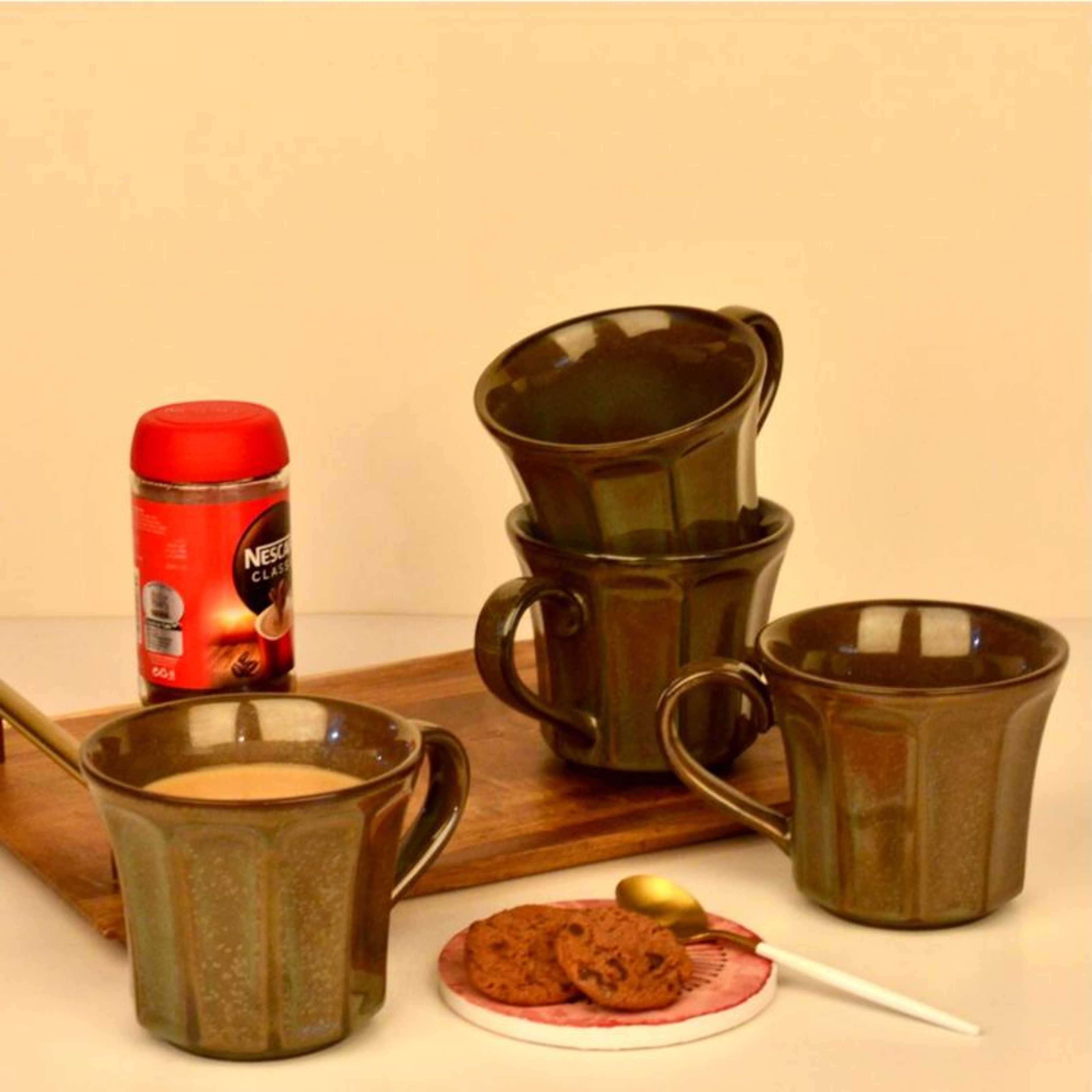 Japanese Rustic Coffee/Tea Mugs - Rust Green - Product Main Image