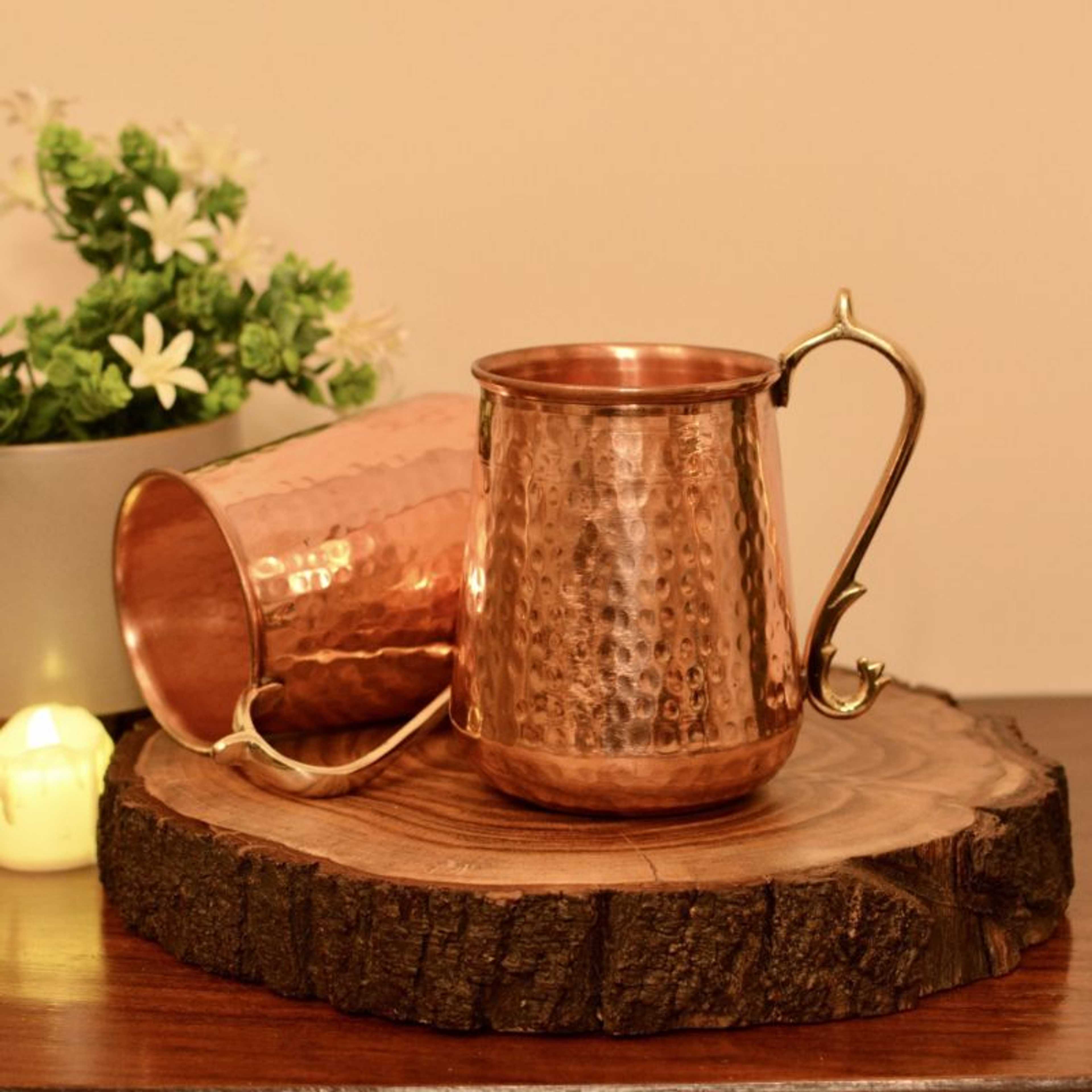 Oriental Copper Mug (750 Ml) - Hand Crafted & Hammered Pure Copper - Product Main Image