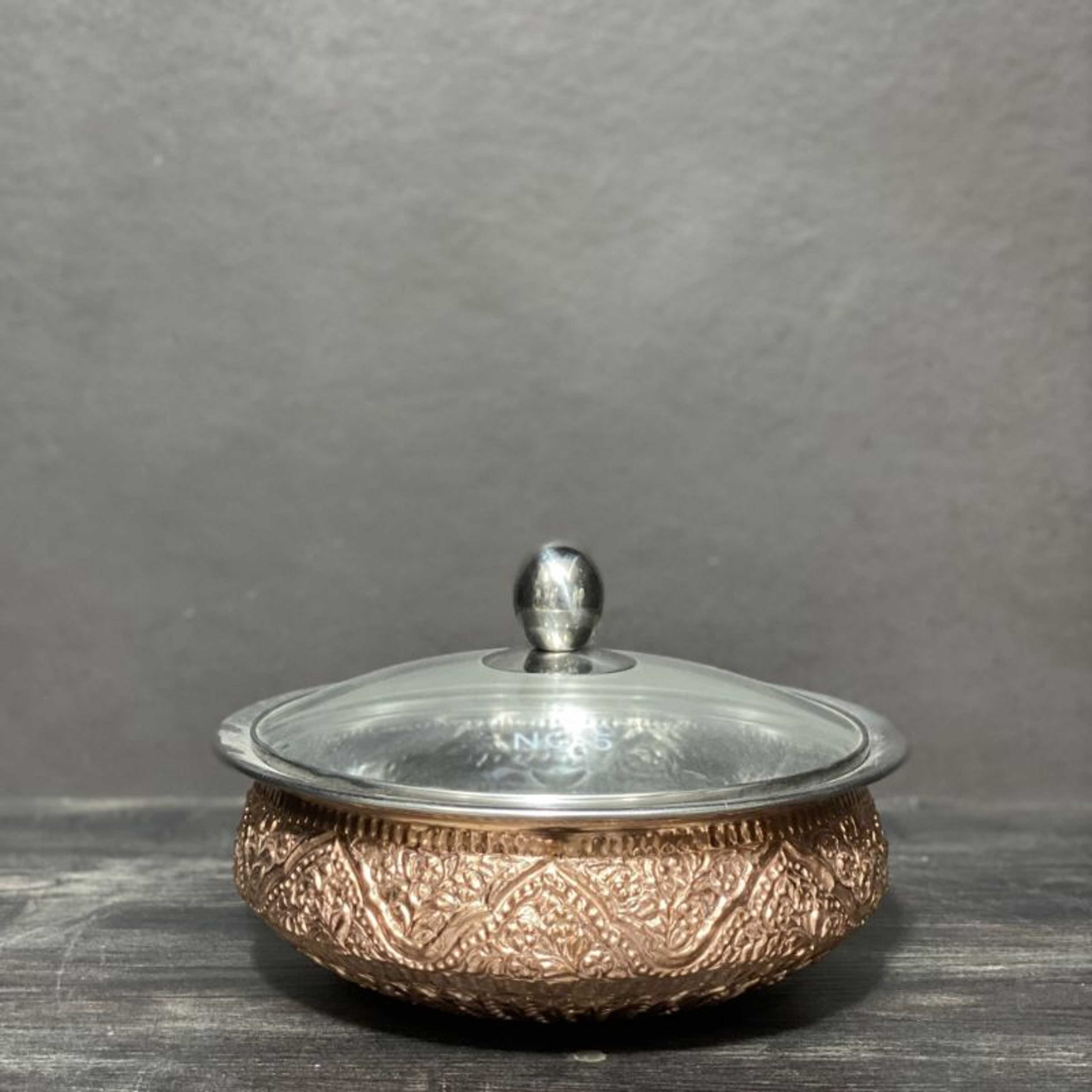 Copper Handi With Glass Lid