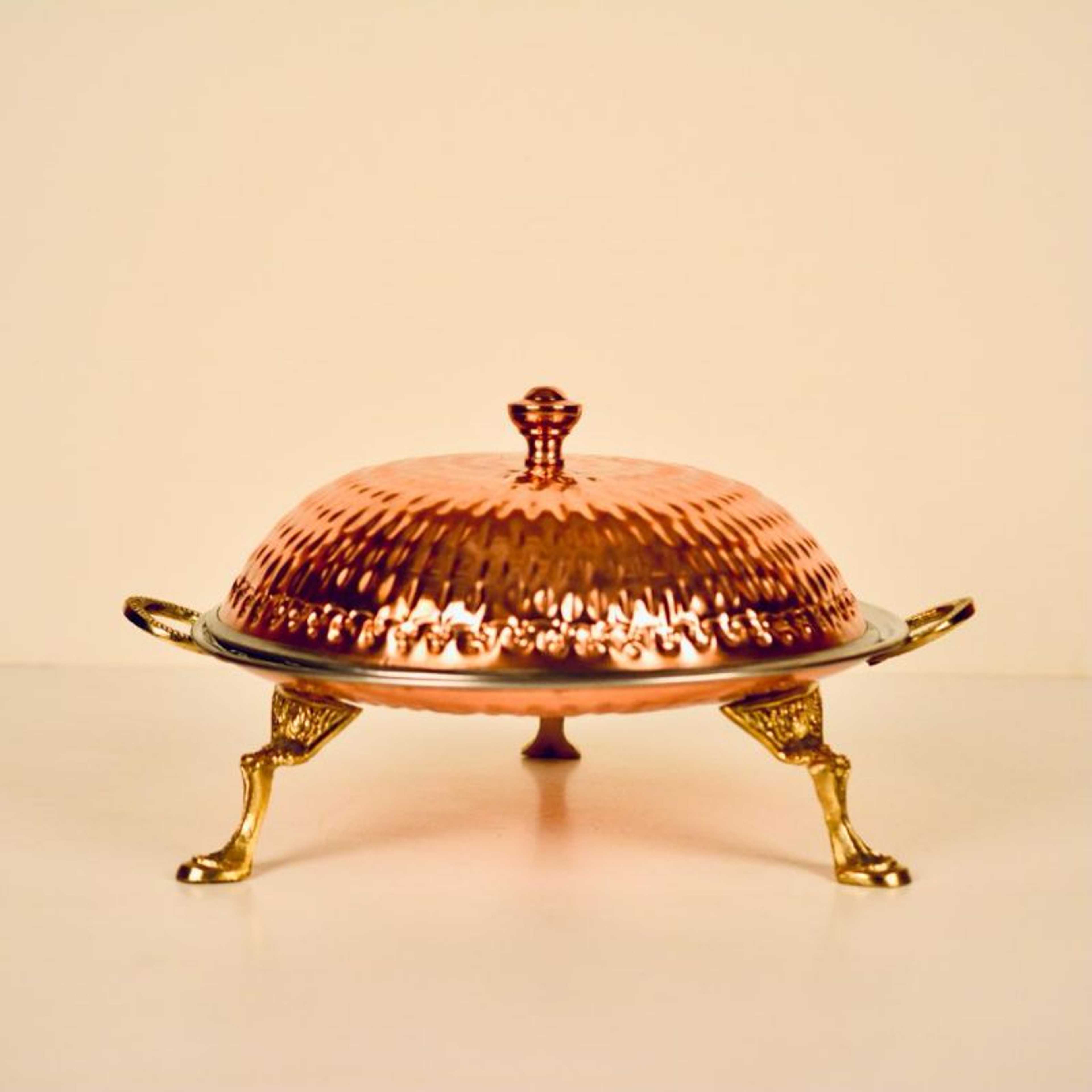 Dome Copper Serving Platter With Stand